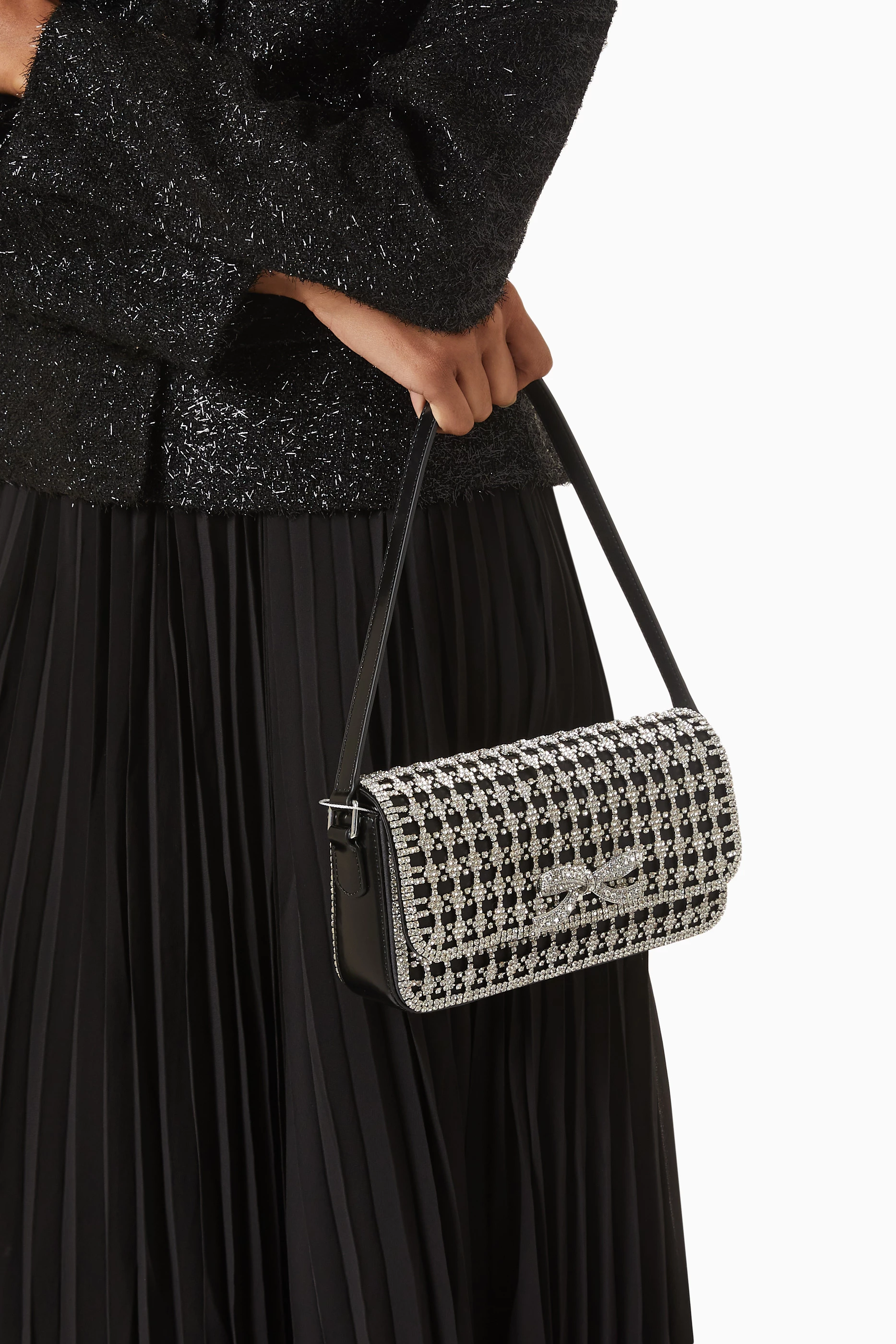 【送料&関税込】self-portrait Rhinestone Chainmail Baguette self-portrait Rhinestone Chainmail Baguette Bag | italist