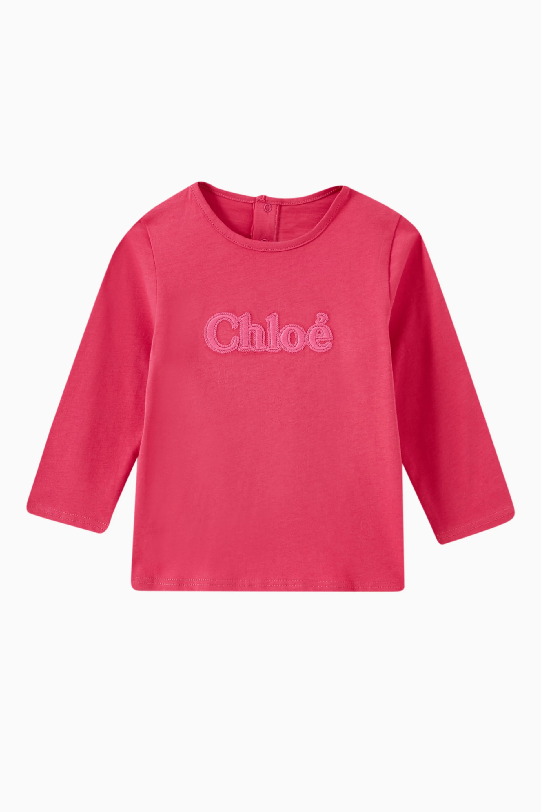 Buy Chloe Pink Logo T shirt in Cotton For Baby Girls Online Ounass Saudi