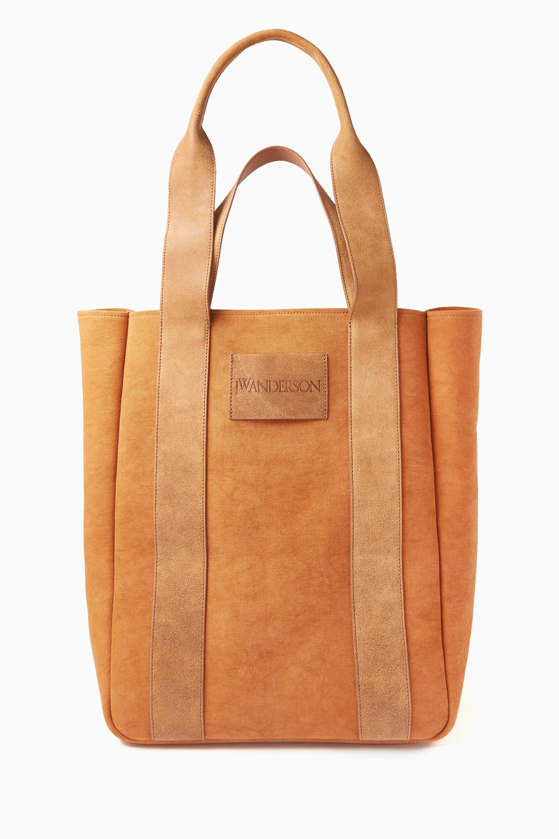 Buy JW Anderson Brown Workwear Cabas Tote Bag in Cotton & Leather