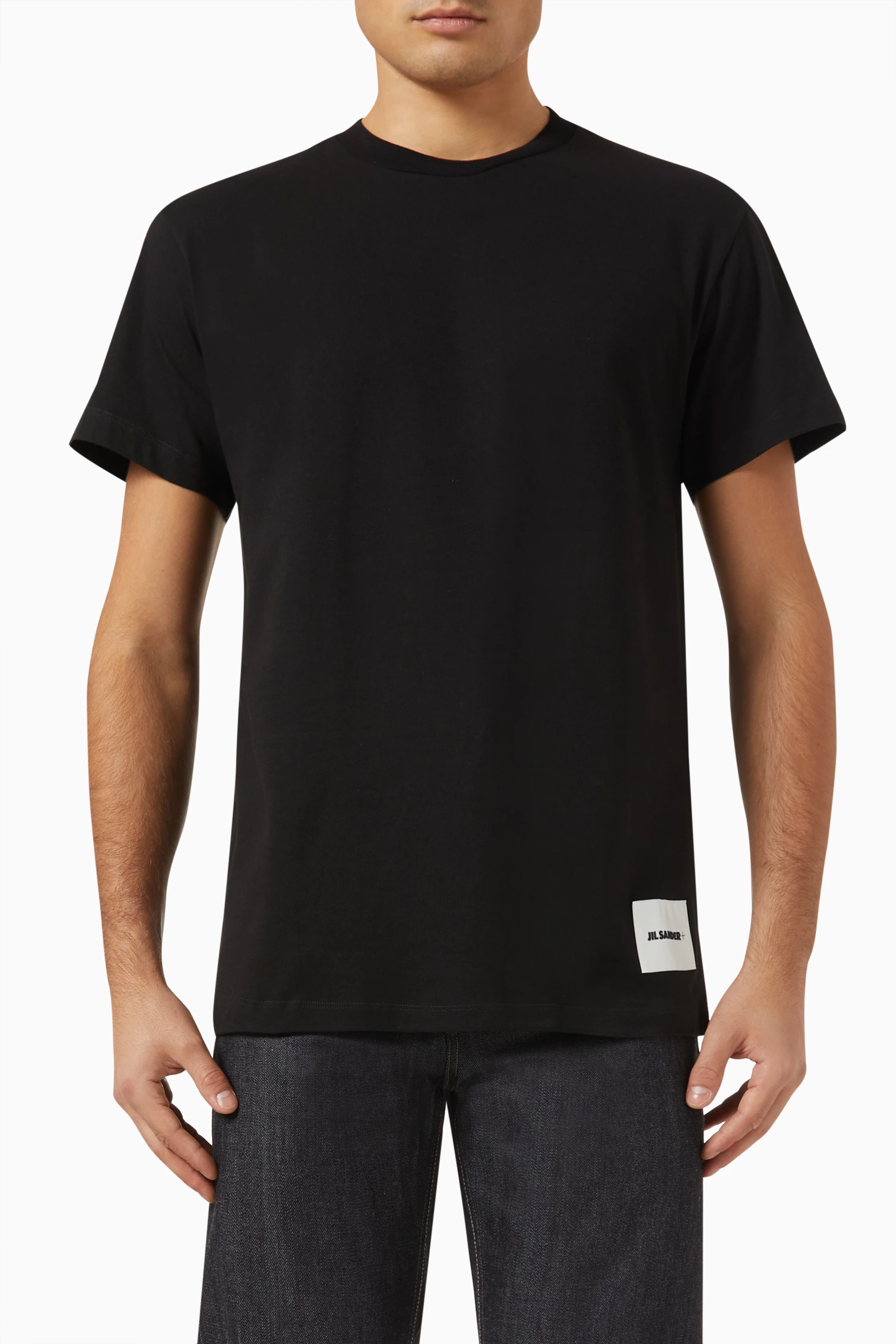 Buy Jil Sander Black T-shirt in Organic Cotton, Pack of 3 For Men