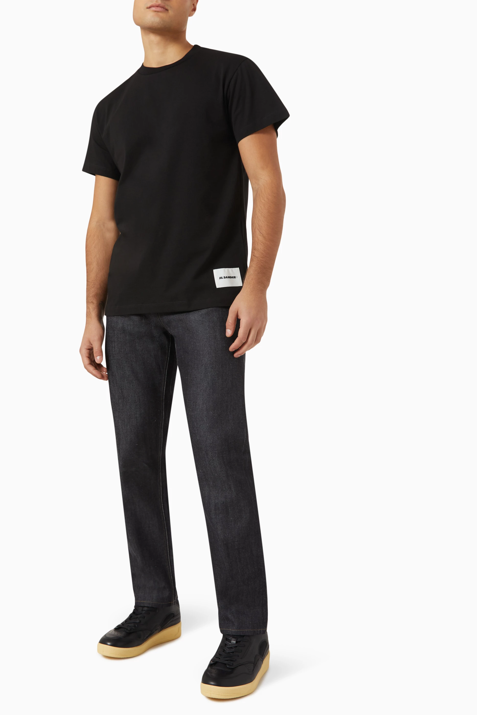 Buy Jil Sander Black T-shirt in Organic Cotton, Pack of 3 For Men