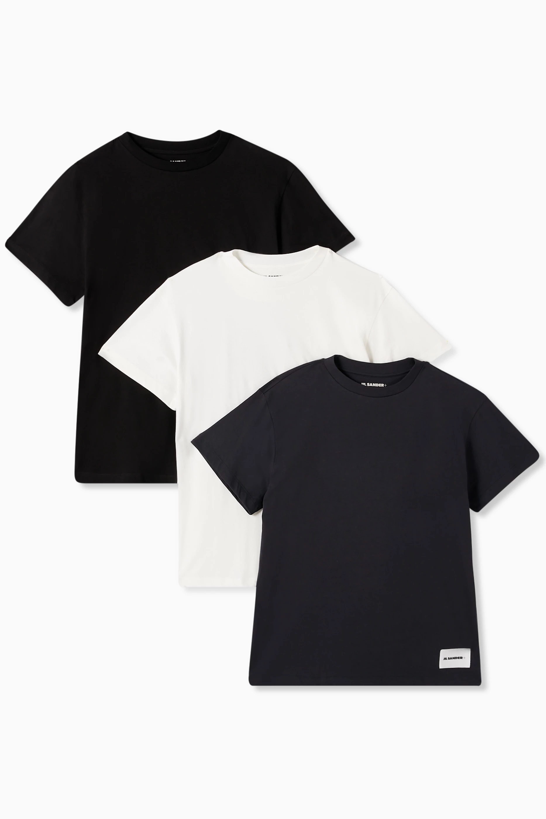 Buy Jil Sander Black T-shirt in Organic Cotton, Pack of 3 For Men