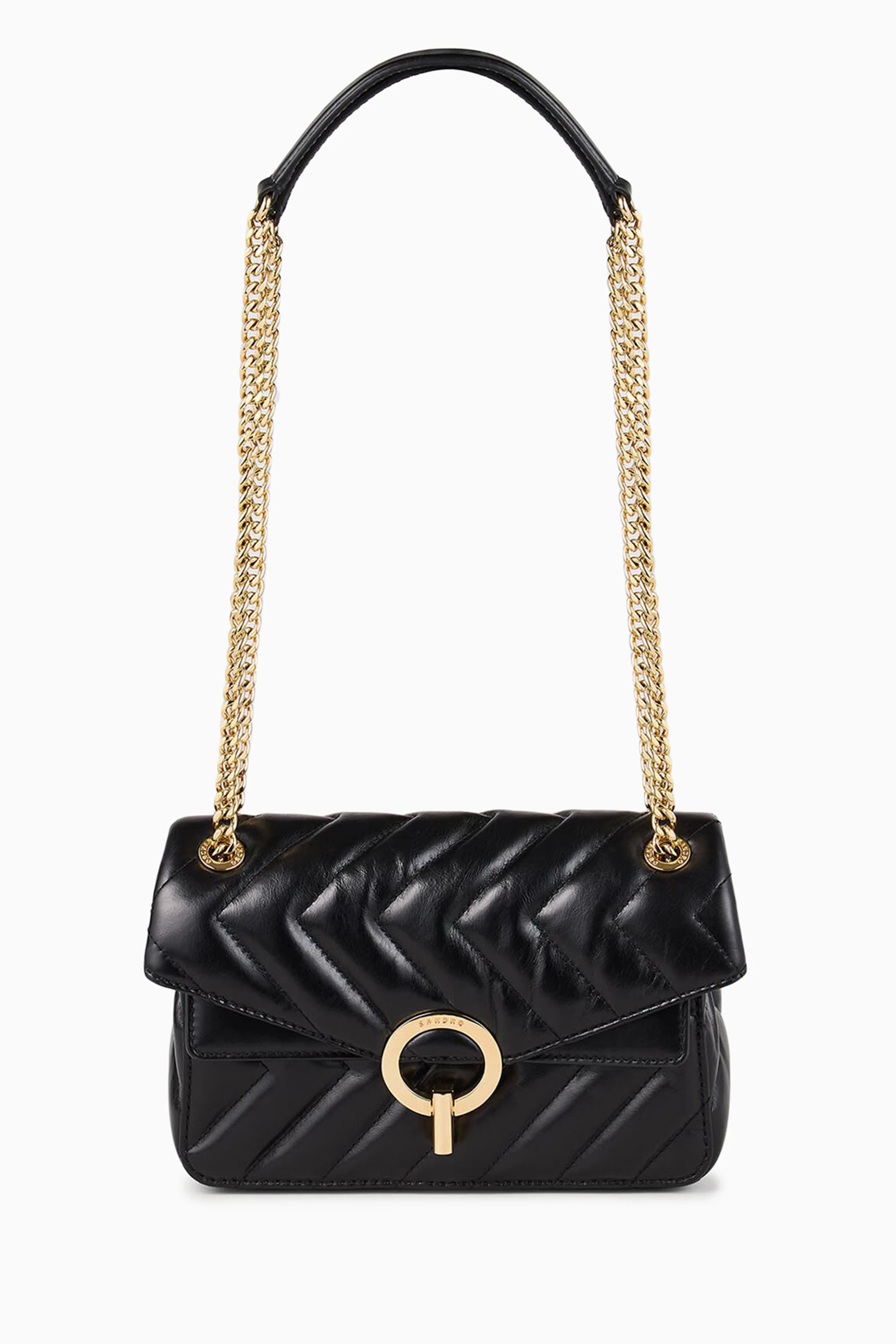 Buy SANDRO Black Small Yza Bag in Leather For Women Online Ounass Saudi