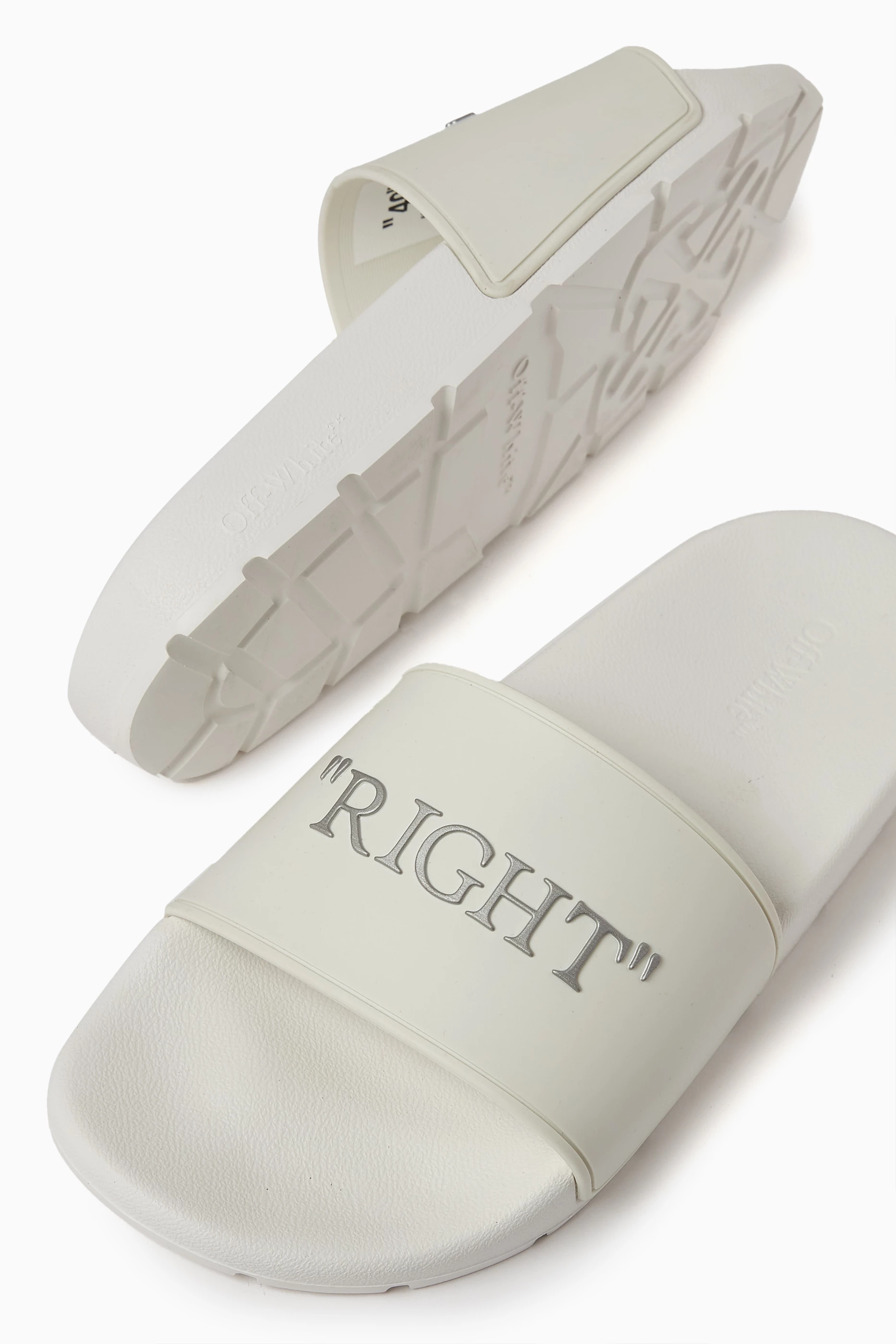 Buy Off White White Quote Slides in Leather For Women Online Ounass Saudi
