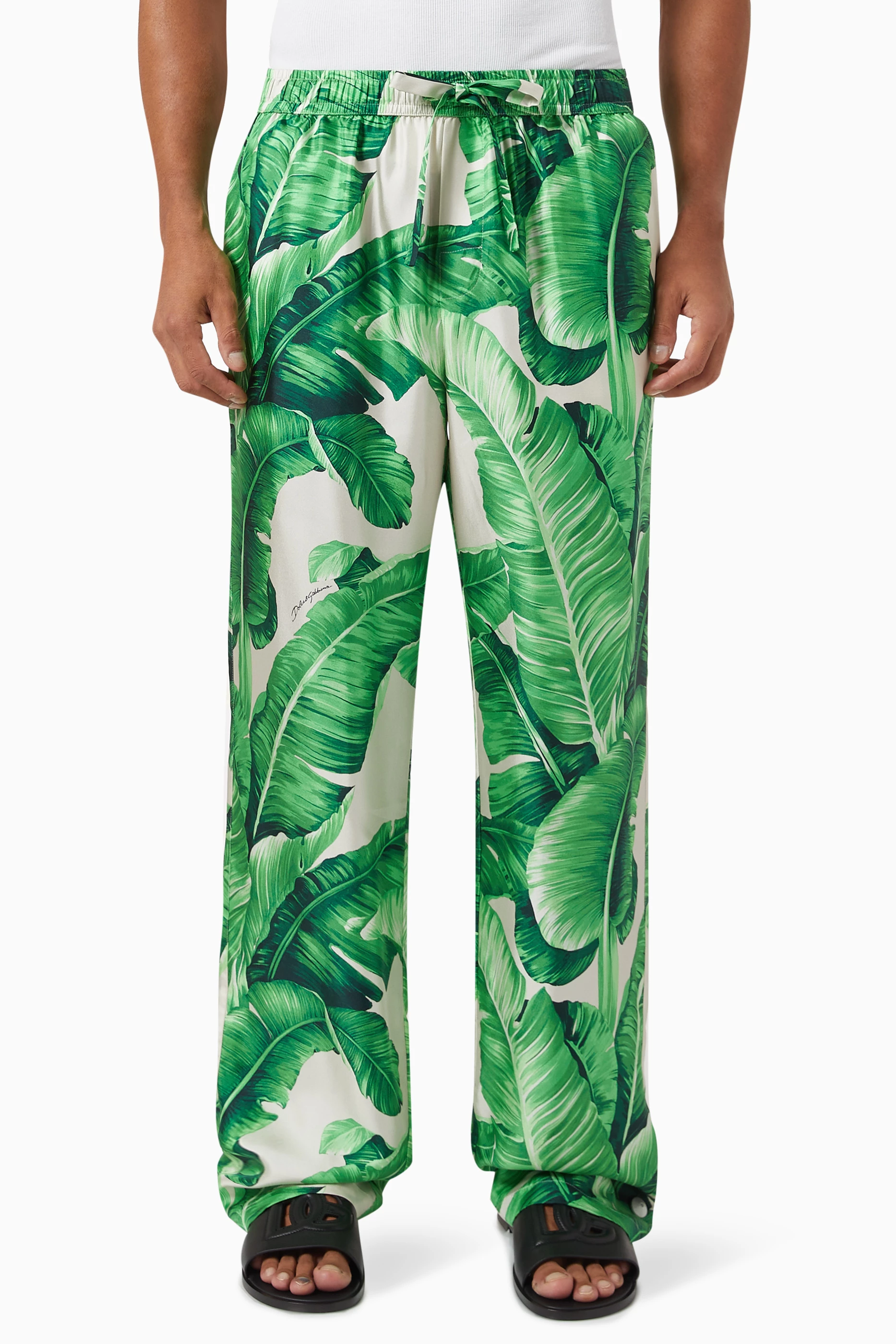 Buy Dolce & Gabbana Multicolour Banana Tree Print Pants in Silk