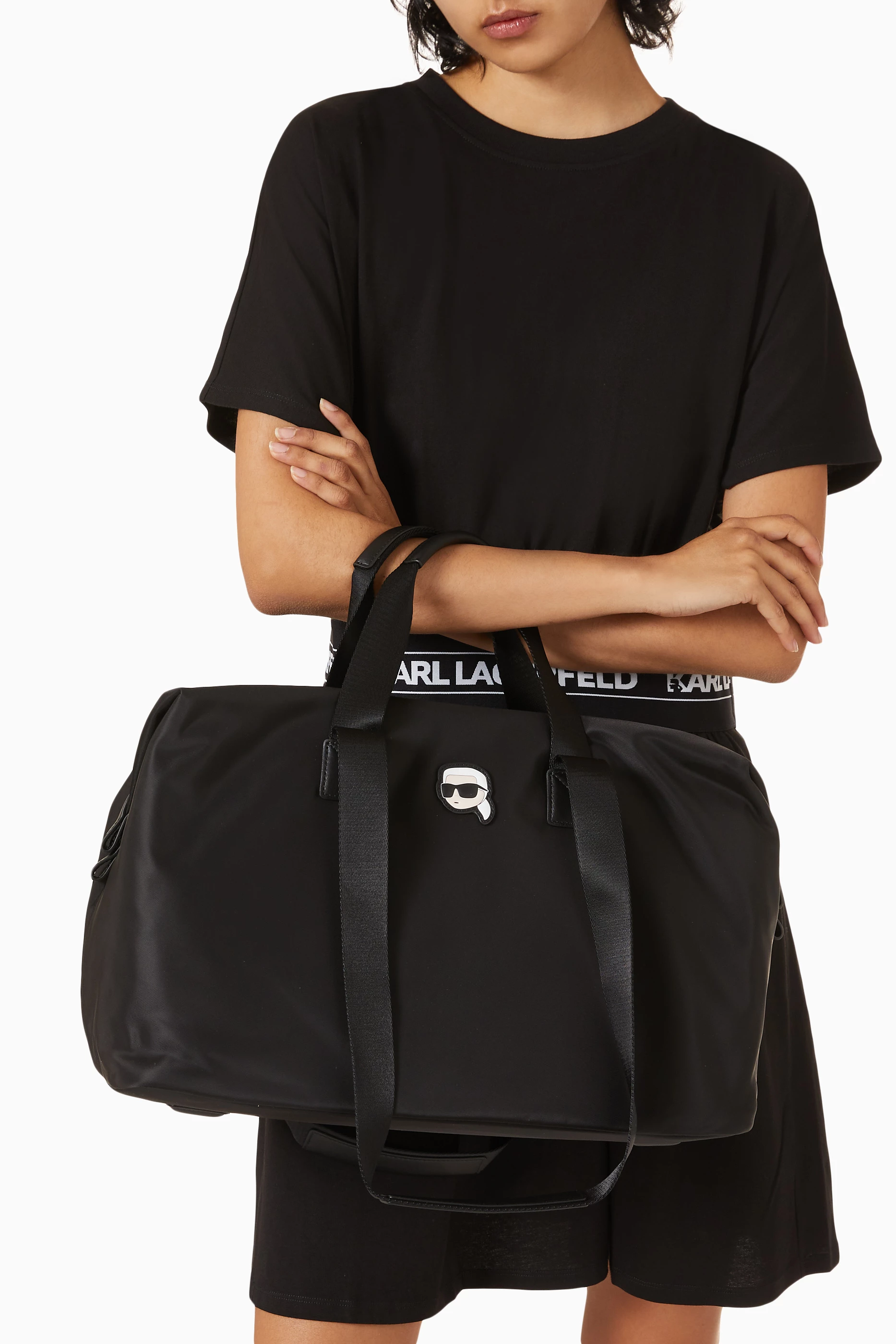 Buy KARL LAGERFELD Black K Ikonik 2.0 Weekender Bag in Nylon For Women Online Ounass Saudi