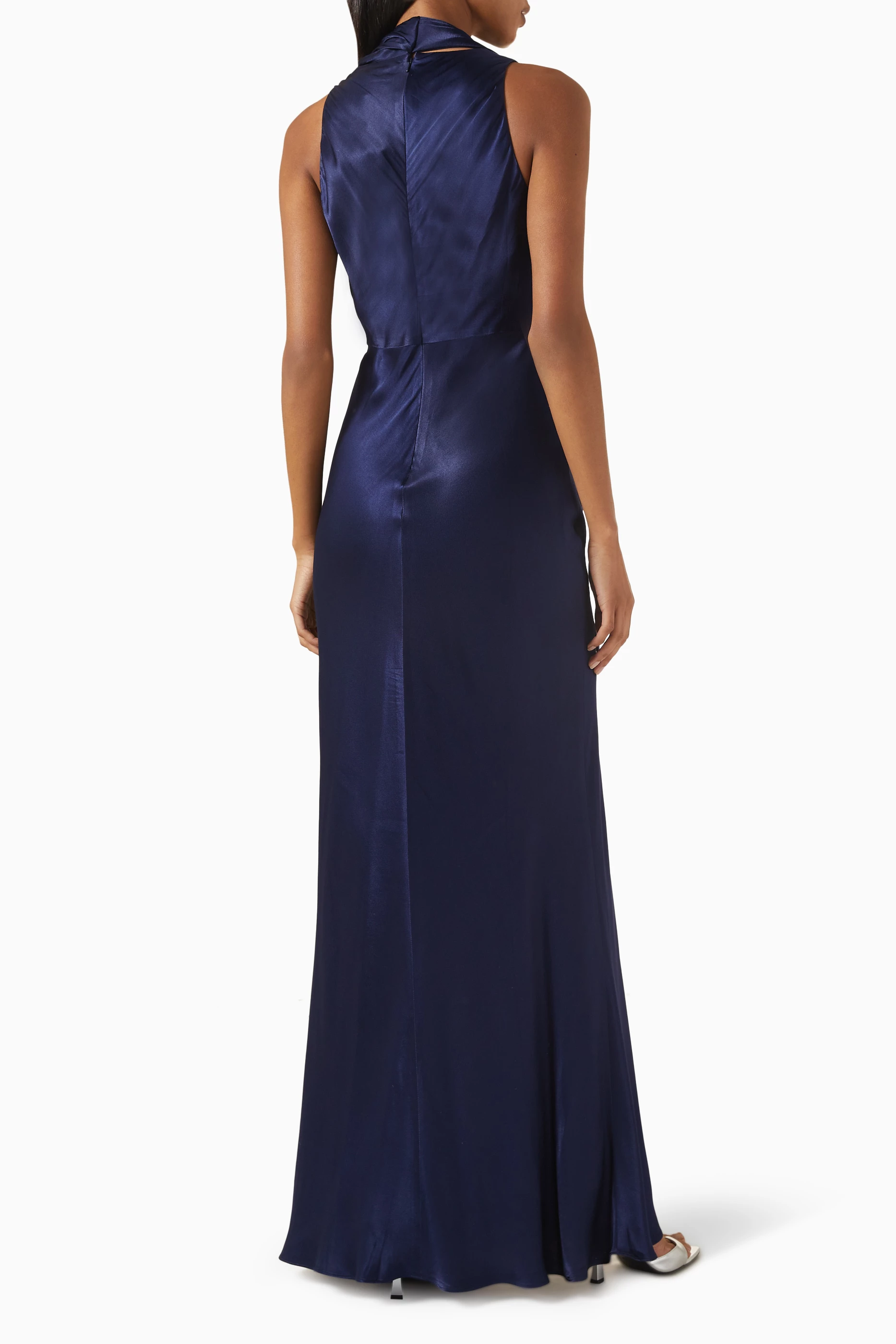 Buy Shona Joy Blue Lino Scarf neck Maxi Dress For Women Online Ounass Saudi