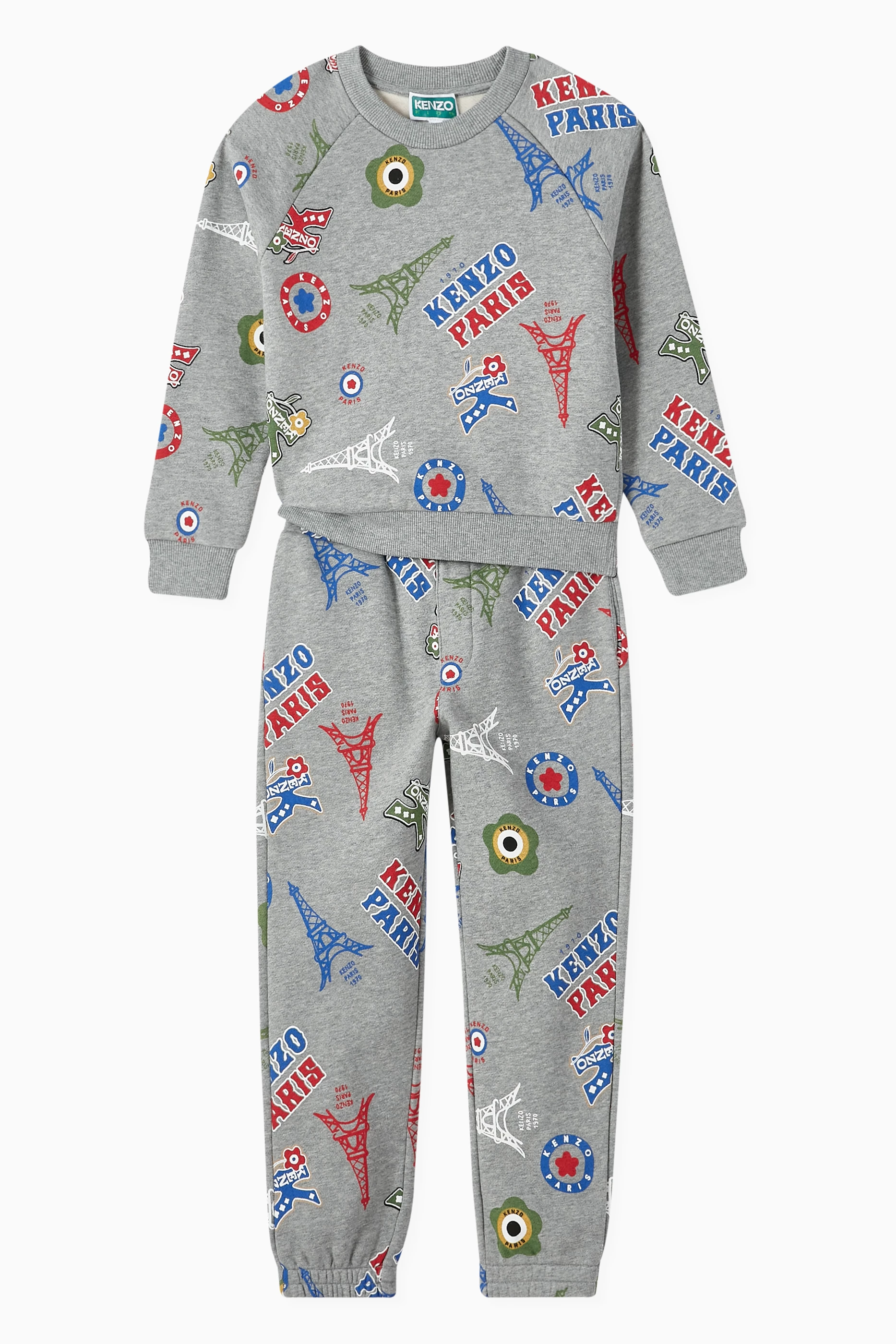 Buy KENZO KIDS Grey All over Logo Sweatshirt in Cotton For Boys Online Ounass Saudi