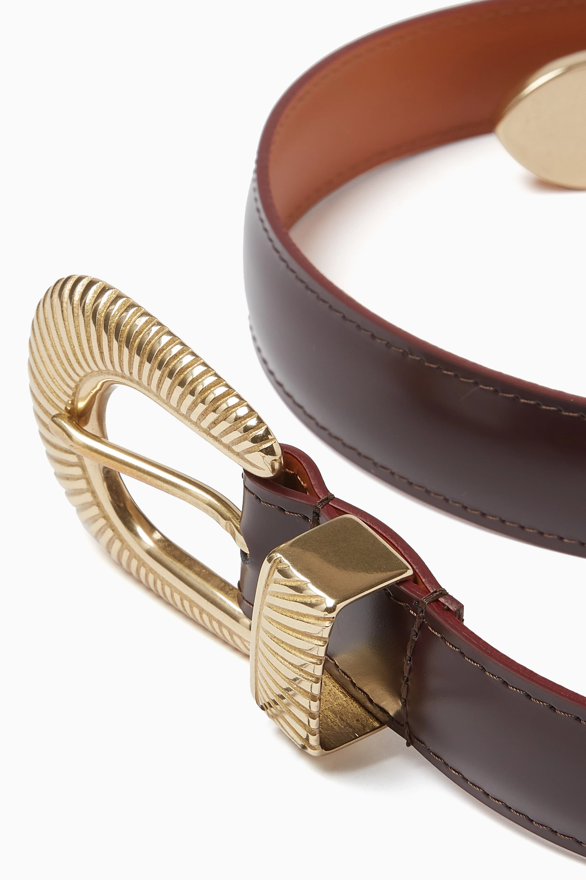 Sandro Ruched Leather Belt with gold buckle - FREE SHIPPING Belts | Women | Sandro-paris.com main image 2