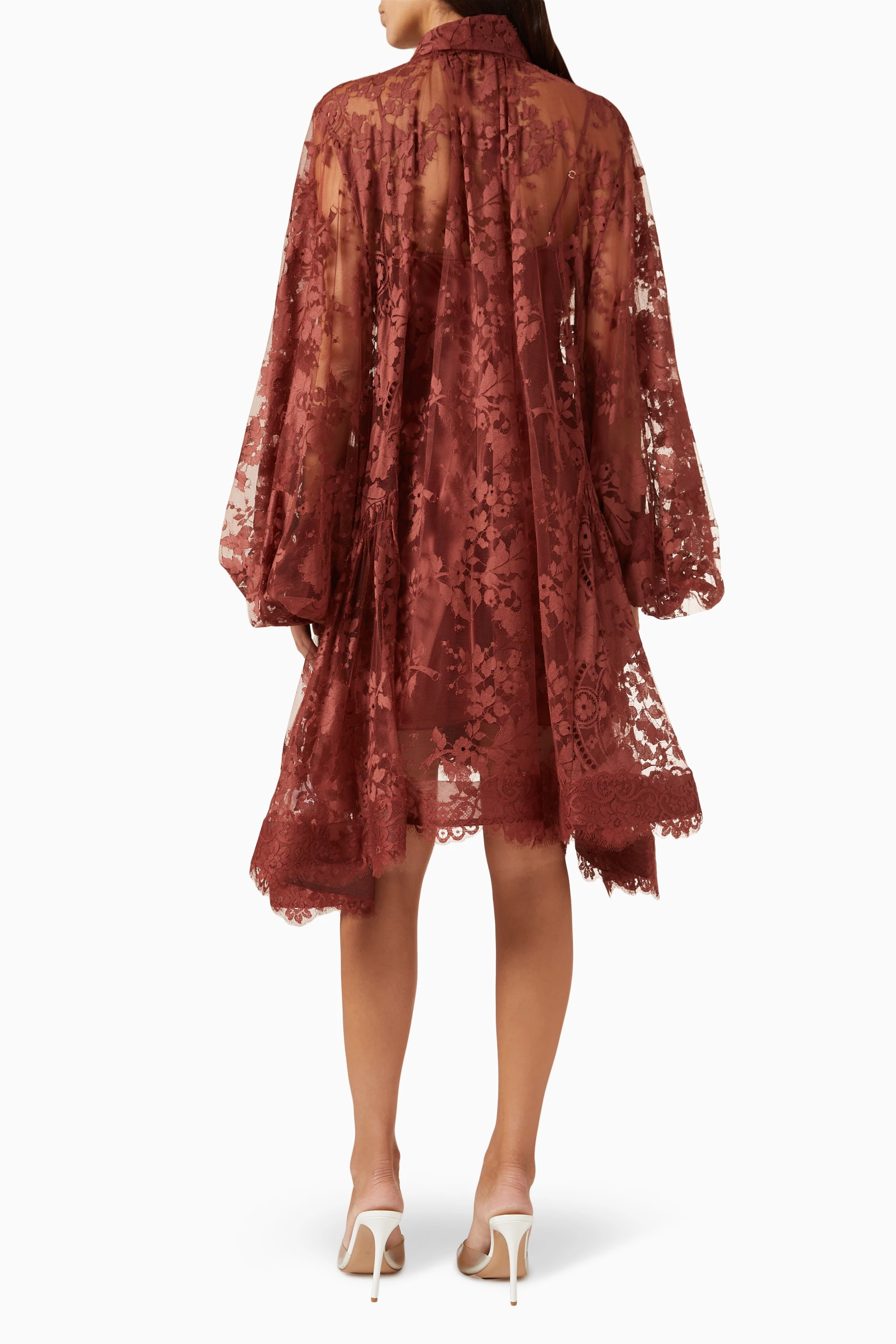 Buy Zimmermann Red Illustration Mini Dress in Lace For Women