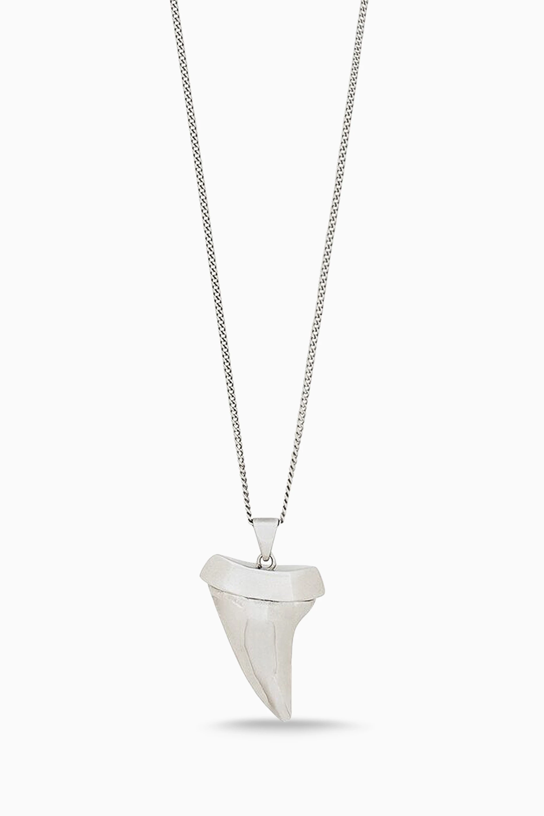 Buy SAINT LAURENT Grey Shark Tooth Necklace in Metal For Men