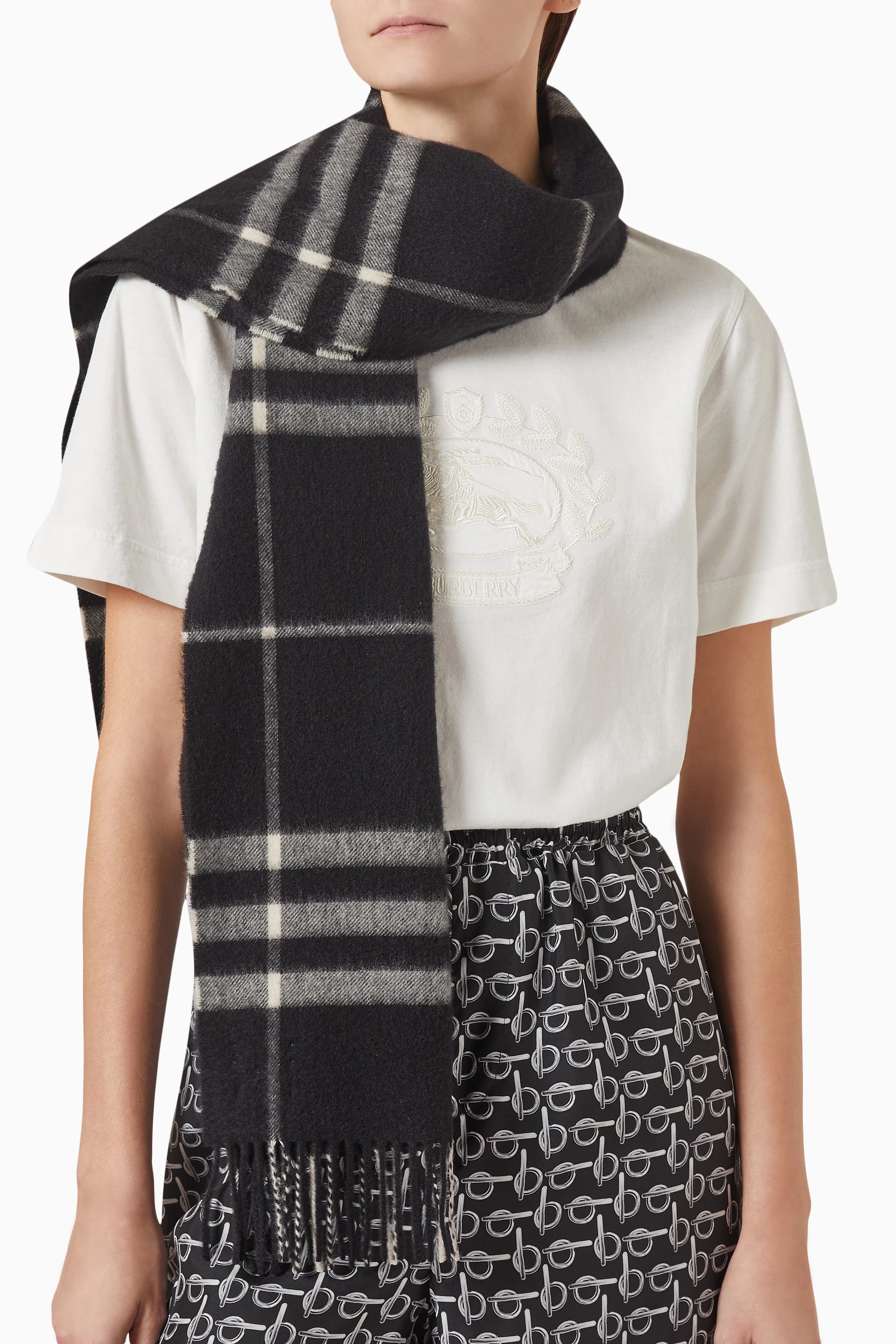 Burberry black check scarf top