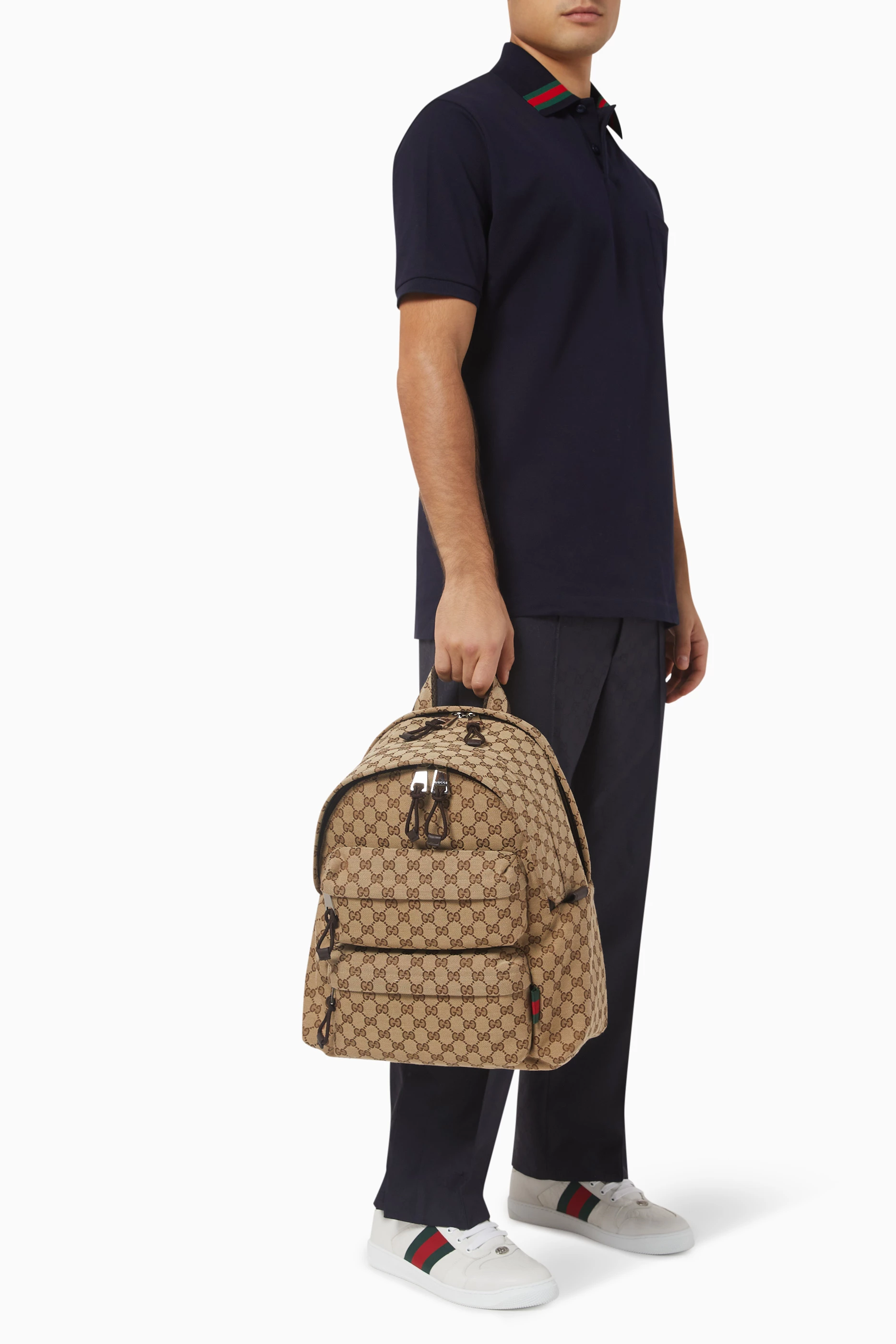 GUCCI Brown Canvas Backpack Canvas Backpack Gucci Backpack Uk Gucci Beige/Ebony GG  main image 2