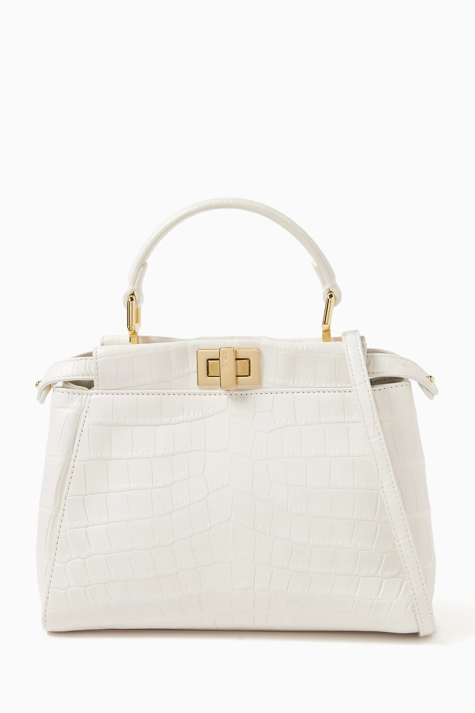 Buy Fendi Pre Loved White Mini Peekaboo Top handle Bag in Crocodile Leather For Women Online Ounass Saudi