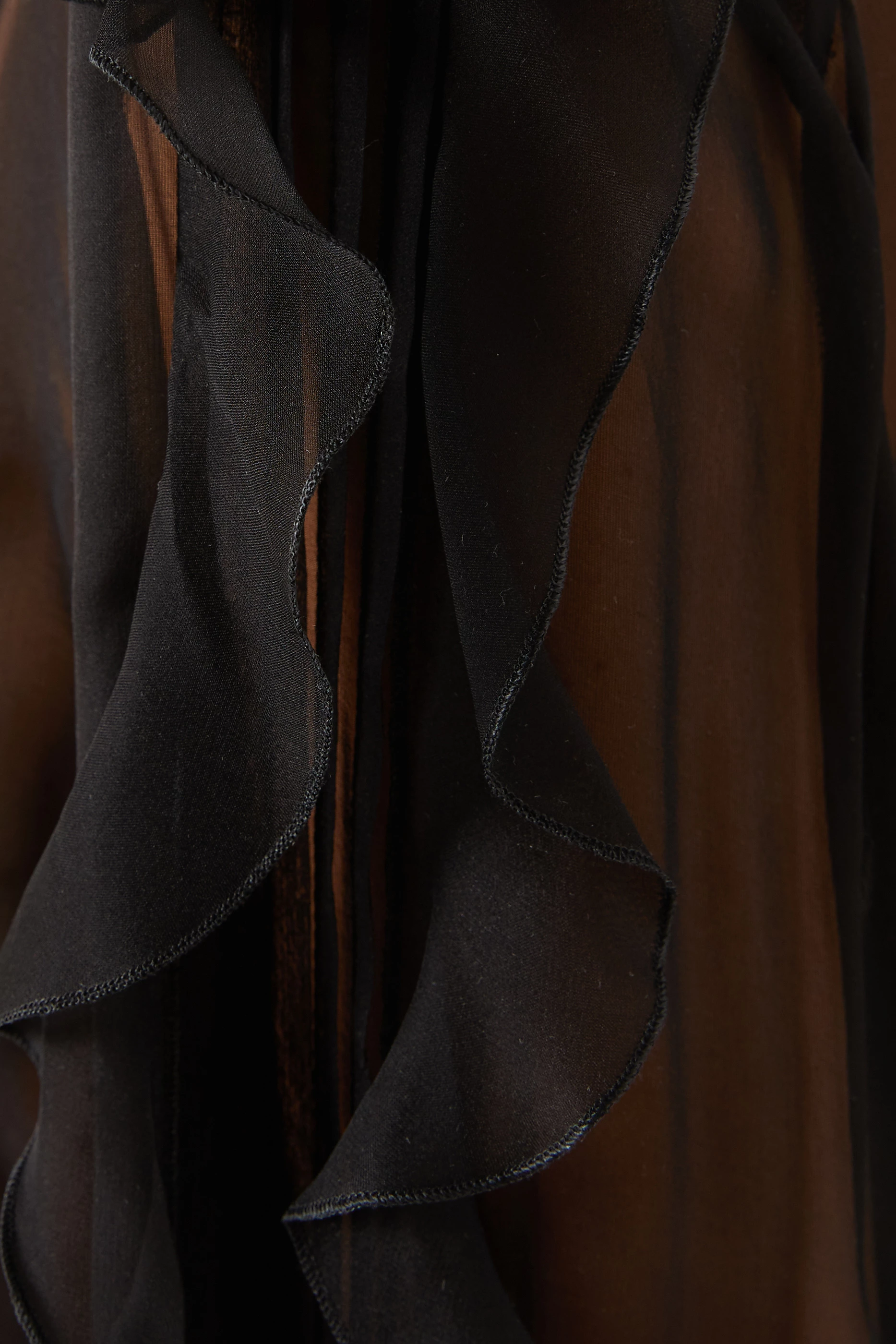 Buy Valentino Garavani Black Sheer Tie-neck Blouse in Silk Chiffon 