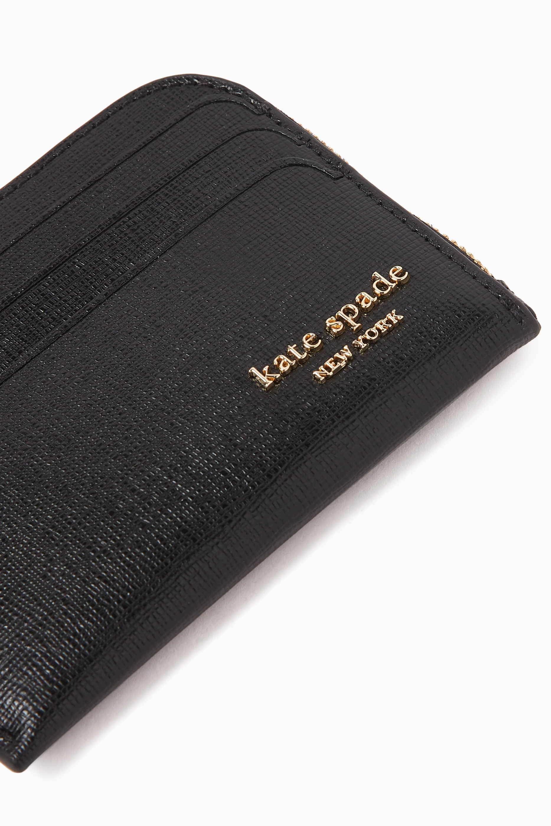 Buy Kate Spade New York Black Devin Coin Card Case in Saffiano