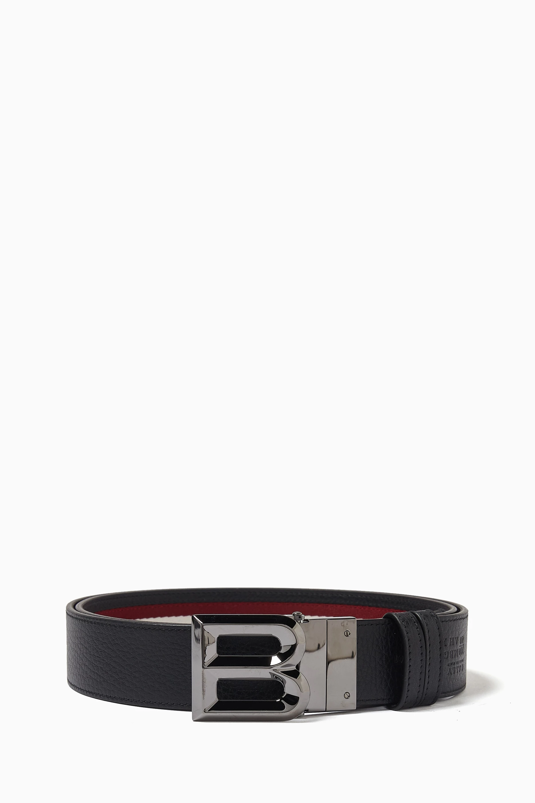 Buy Bally Black B Bold Reversible Belt in Leather Canvas For Men
