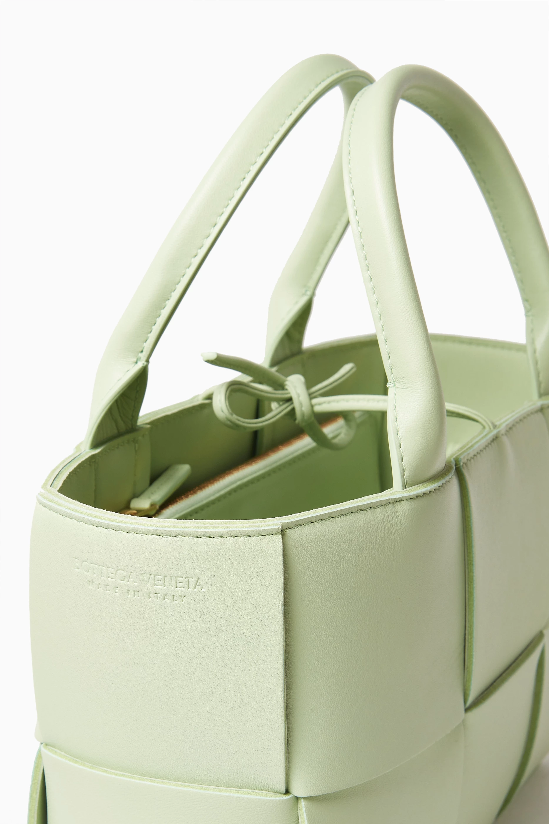 Buy Bottega Veneta Green Mini Arco Tote Bag in Intrecciato