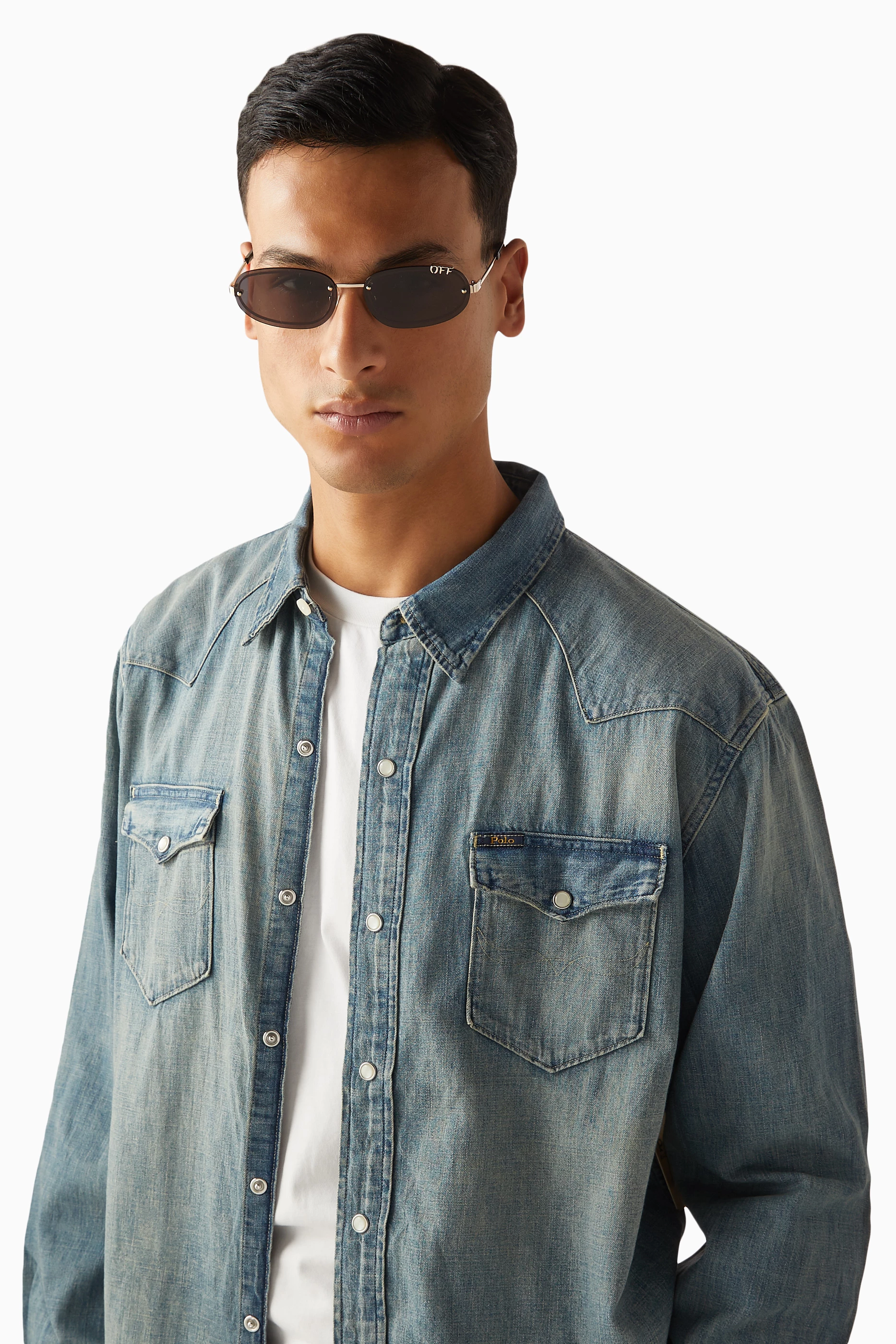 Buy Off-White Black Miami Oval Sunglasses in Metal For Men  display picture 1