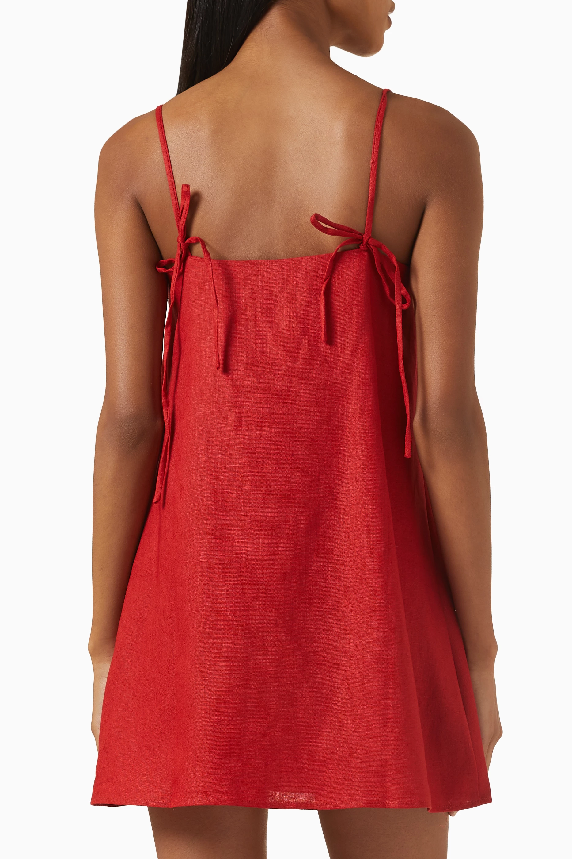 red linen dress reformation Reformation Tagliatelle Linen Dress in Red