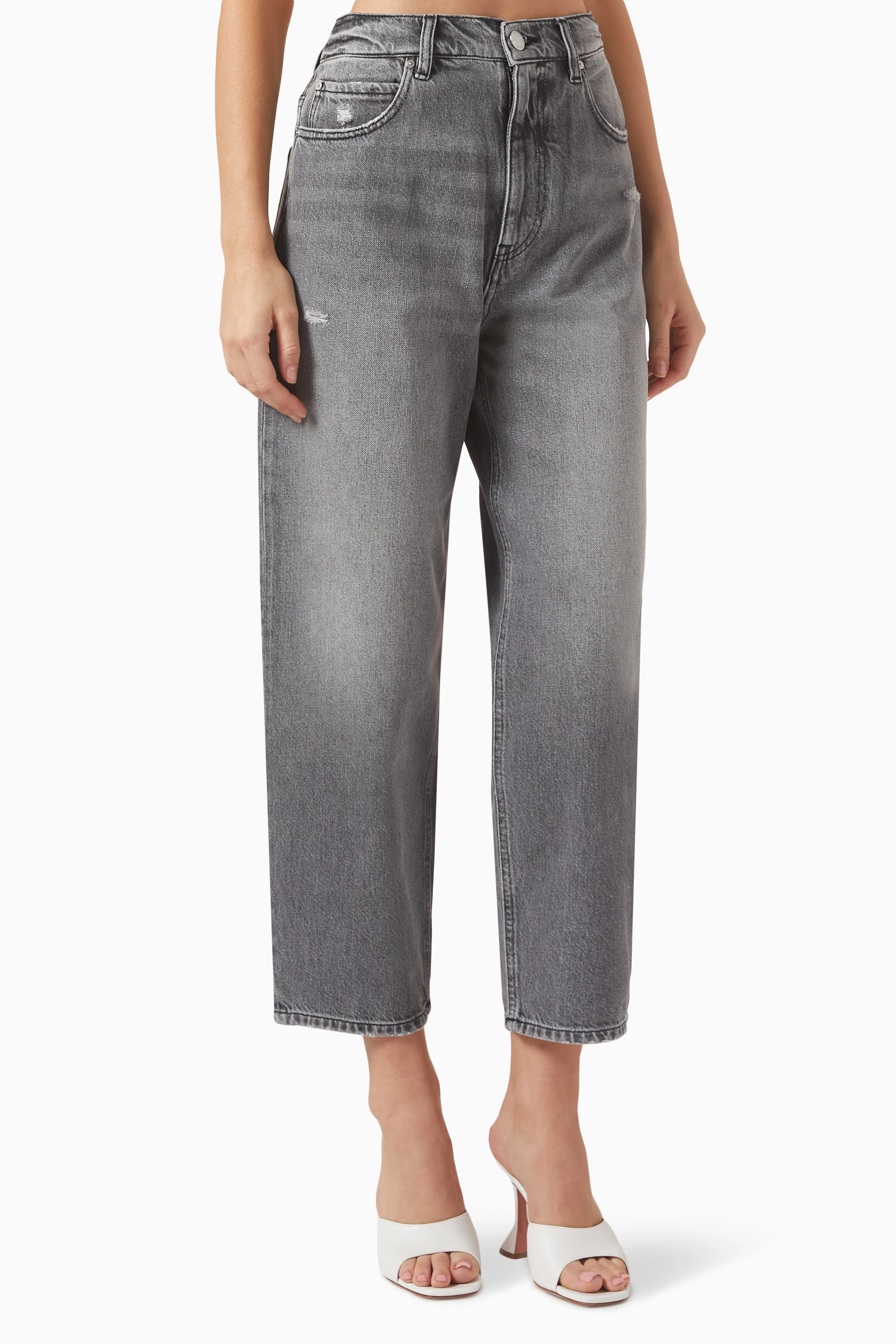 Buy PINKO Grey Estelle Egg Straight-leg Jeans in Denim For