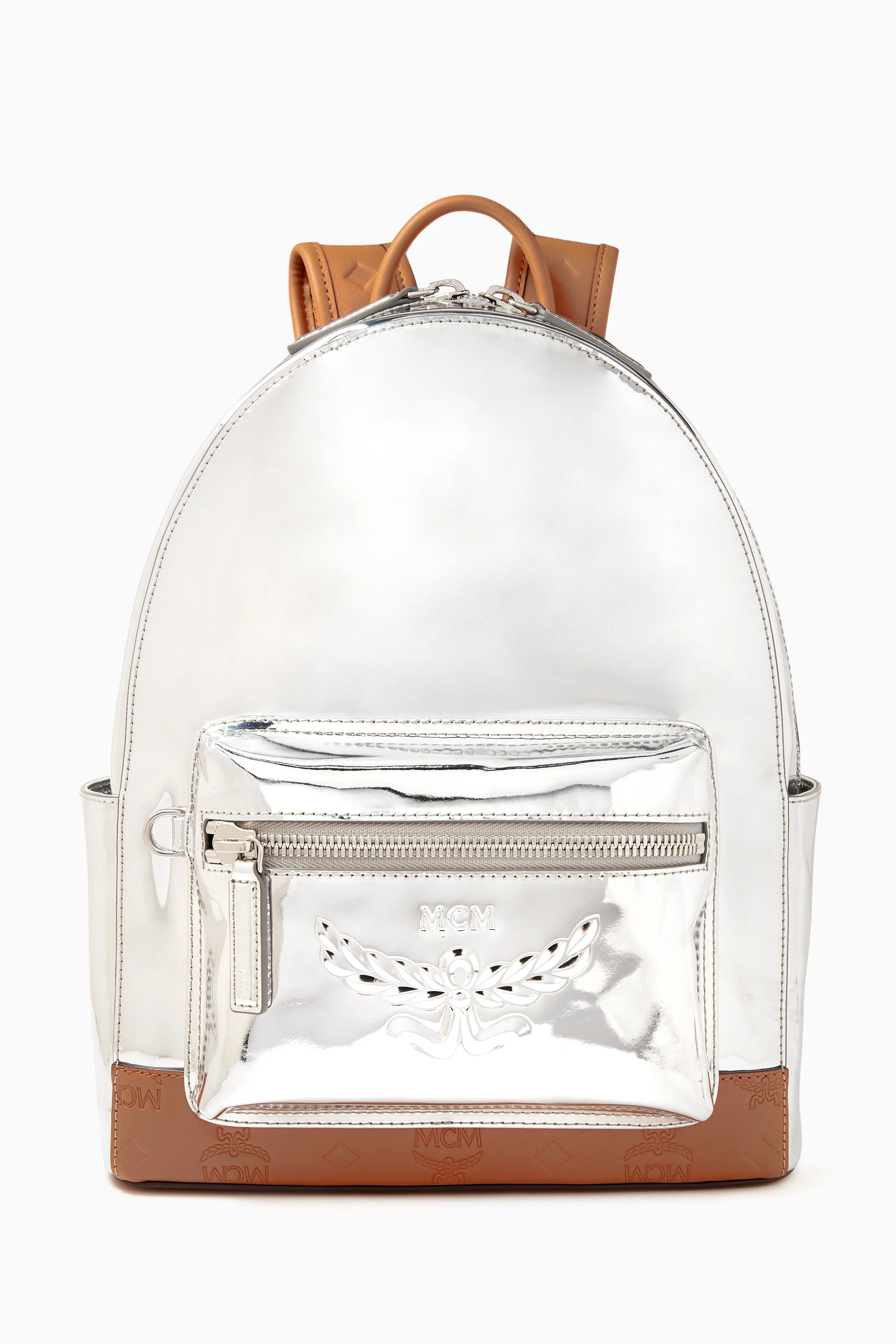 Mcm mini backpack silver clearance