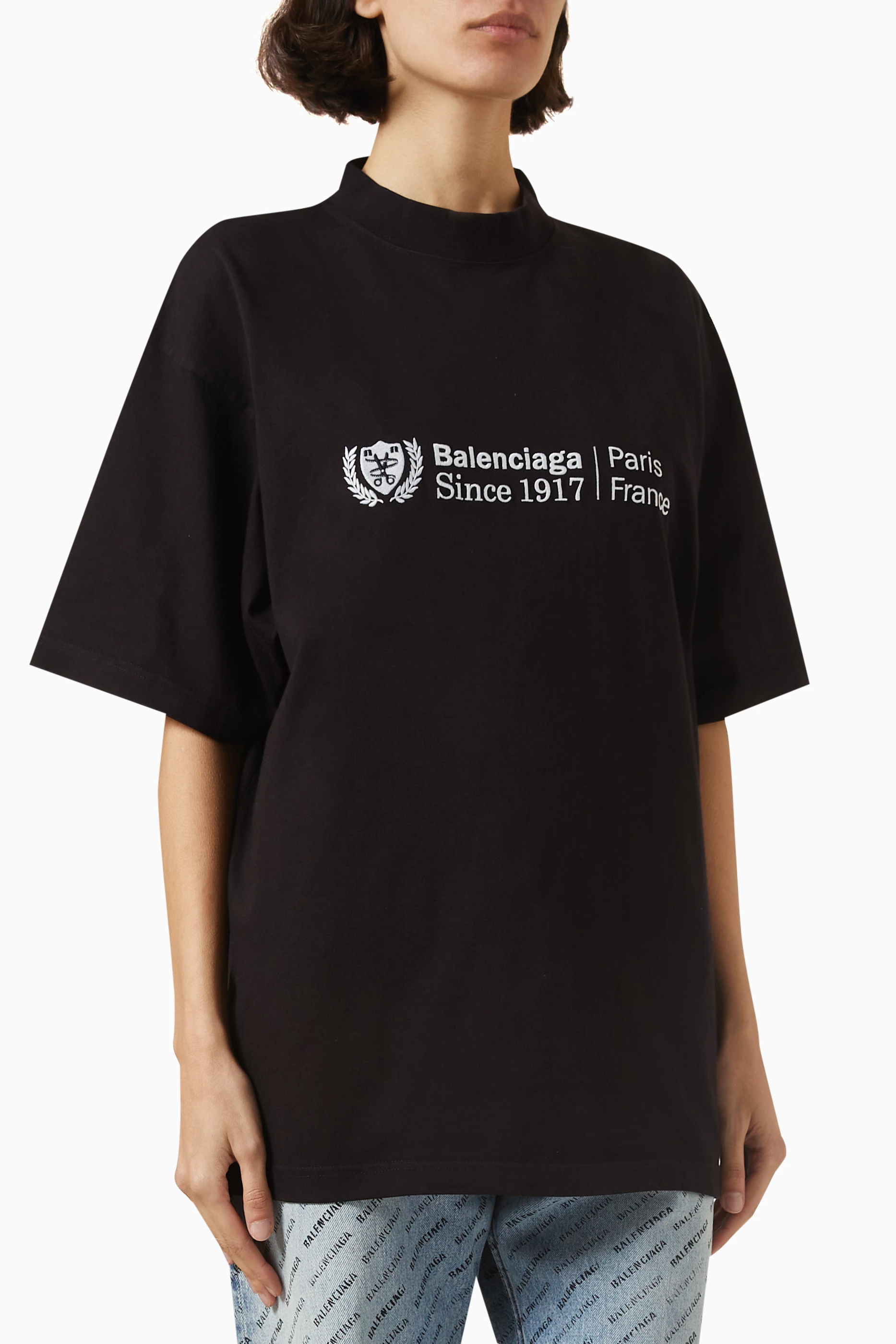いラインアップ Buy Balenciaga T-shirt Medium-fit Institutional Unisex Black トップス