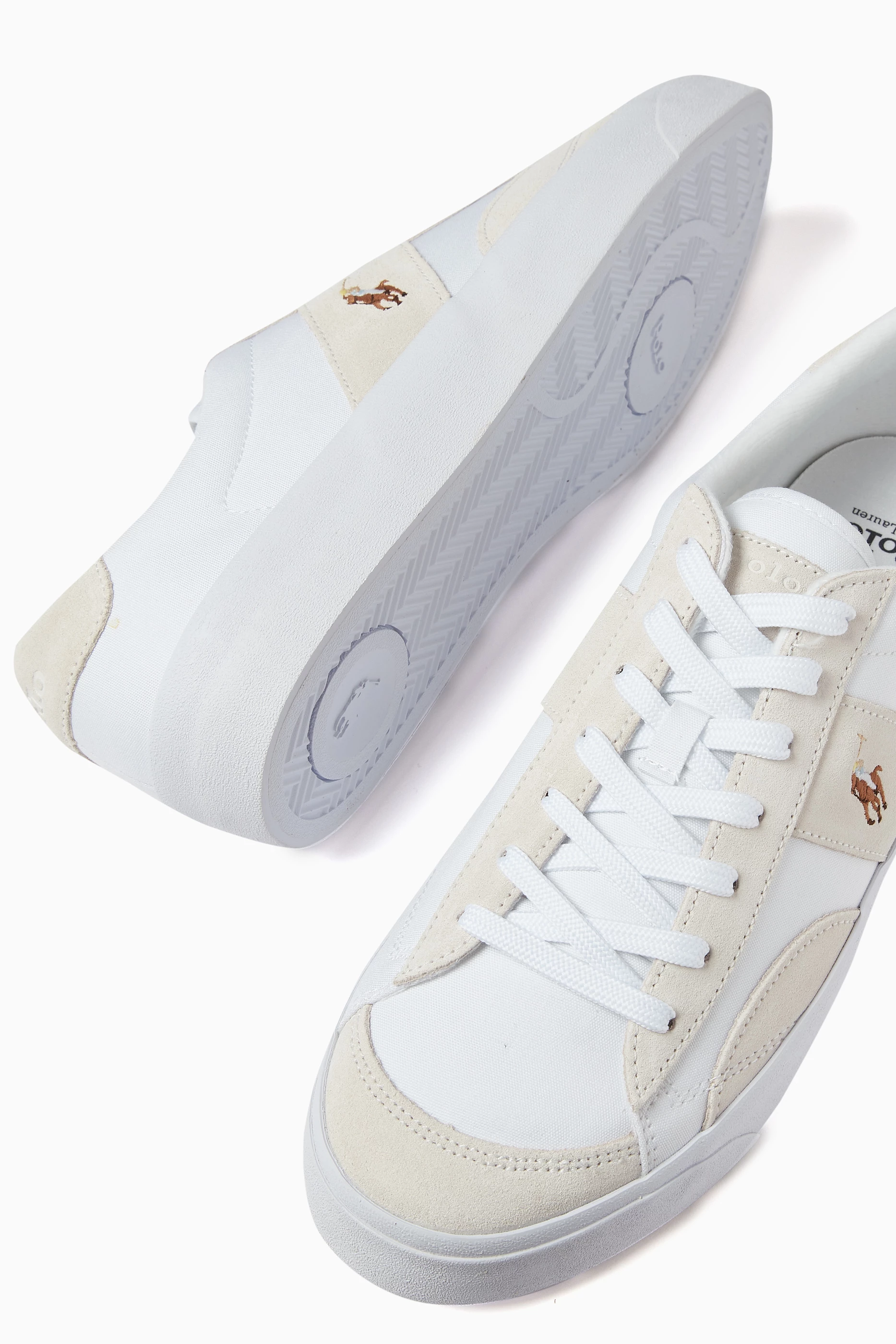 Buy Polo Ralph Lauren White Sayer Sport Low top Sneakers in Canvas Suede For Men Online Ounass Saudi