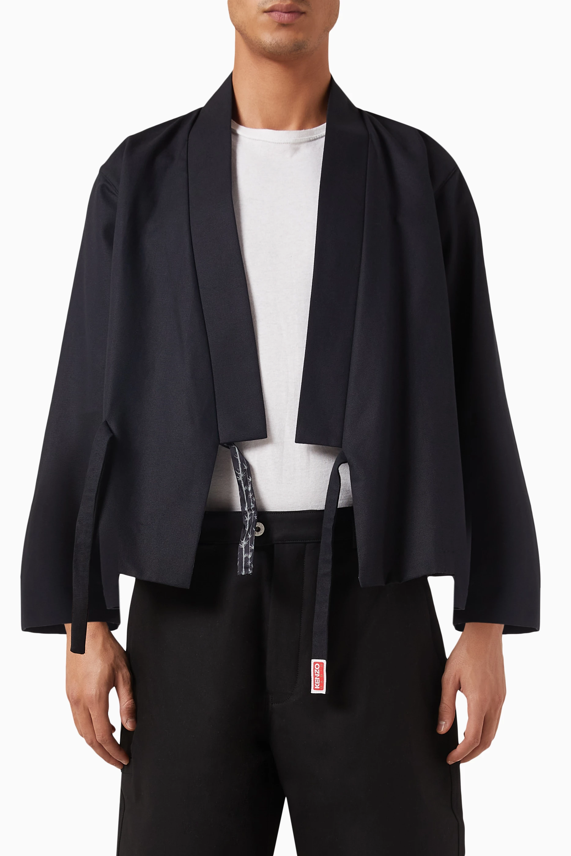 Buy KENZO Black Kimono-style Jacket in Cotton For Men Online
