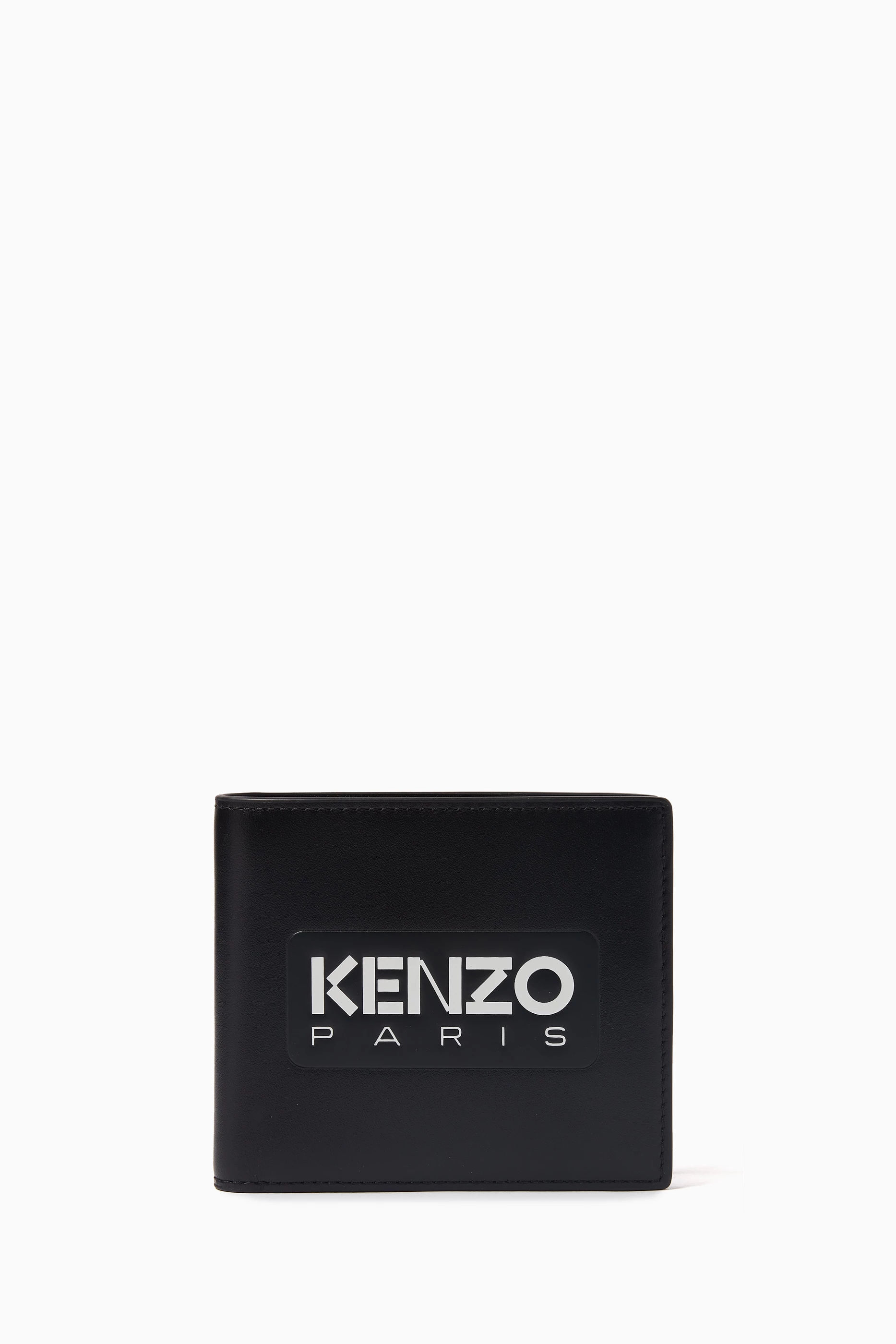 Buy KENZO Black Bifold Wallet in Embossed Leather For UNISEX