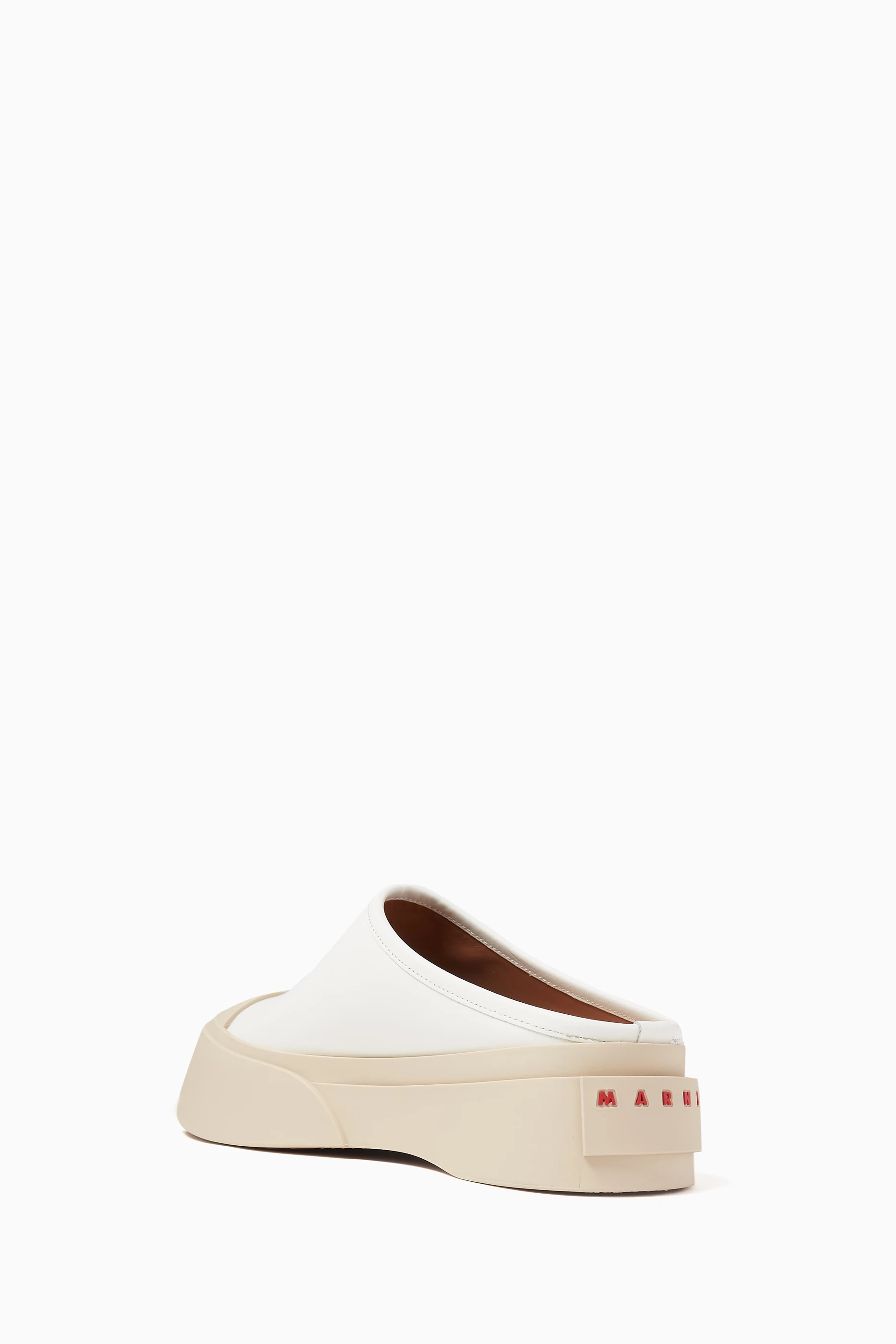 Buy Marni White Pablo Sabot Mules in Leather For Women  display picture 1