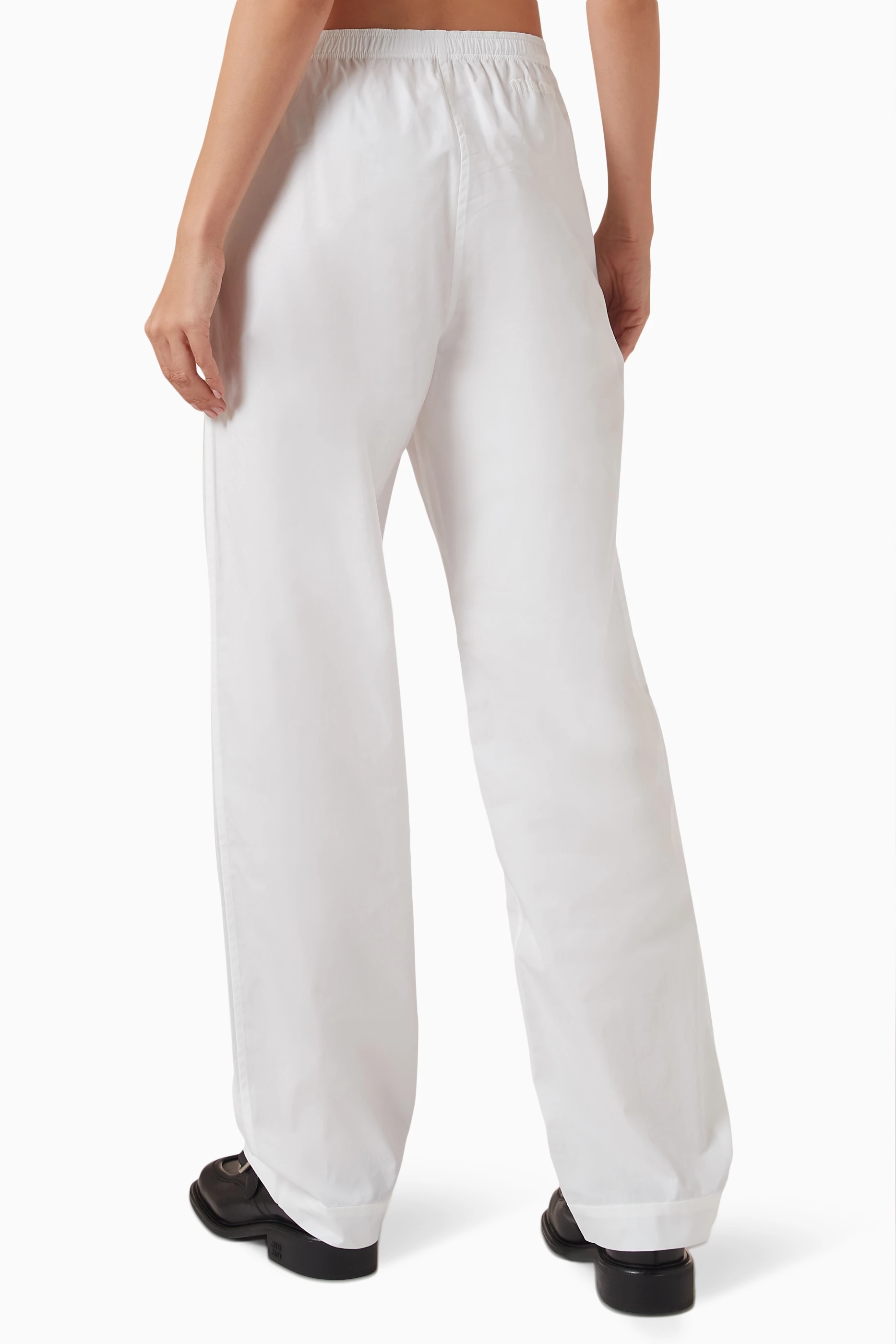 パンツ MIU MIU White Poplin Pyjama Pant Buy Miu Miu White Embroidered-logo Pyjama Pants in Cotton