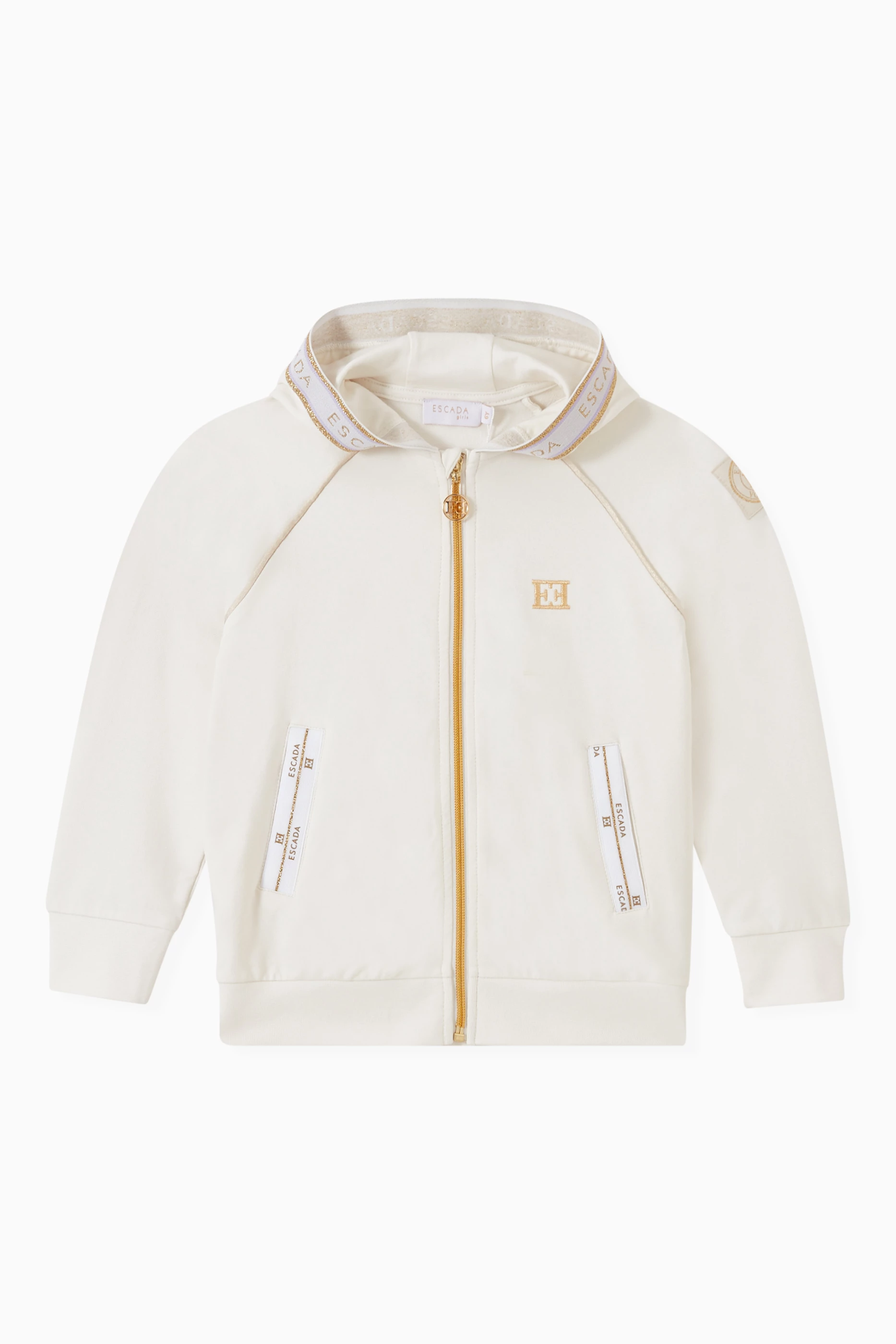 Buy Escada White Logo embroidered Hoodie For Girls Online Ounass Saudi