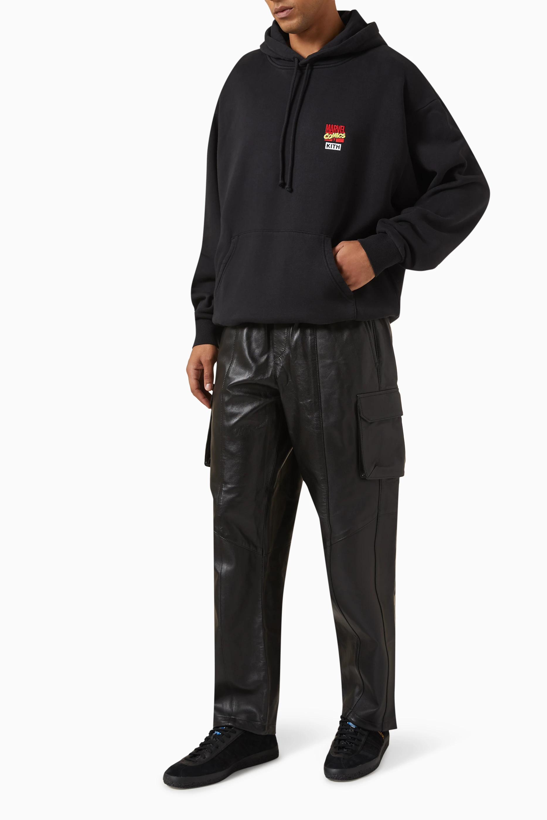 Buy Kith Black x Marvel Team Up Vintage Nelson Hoodie in