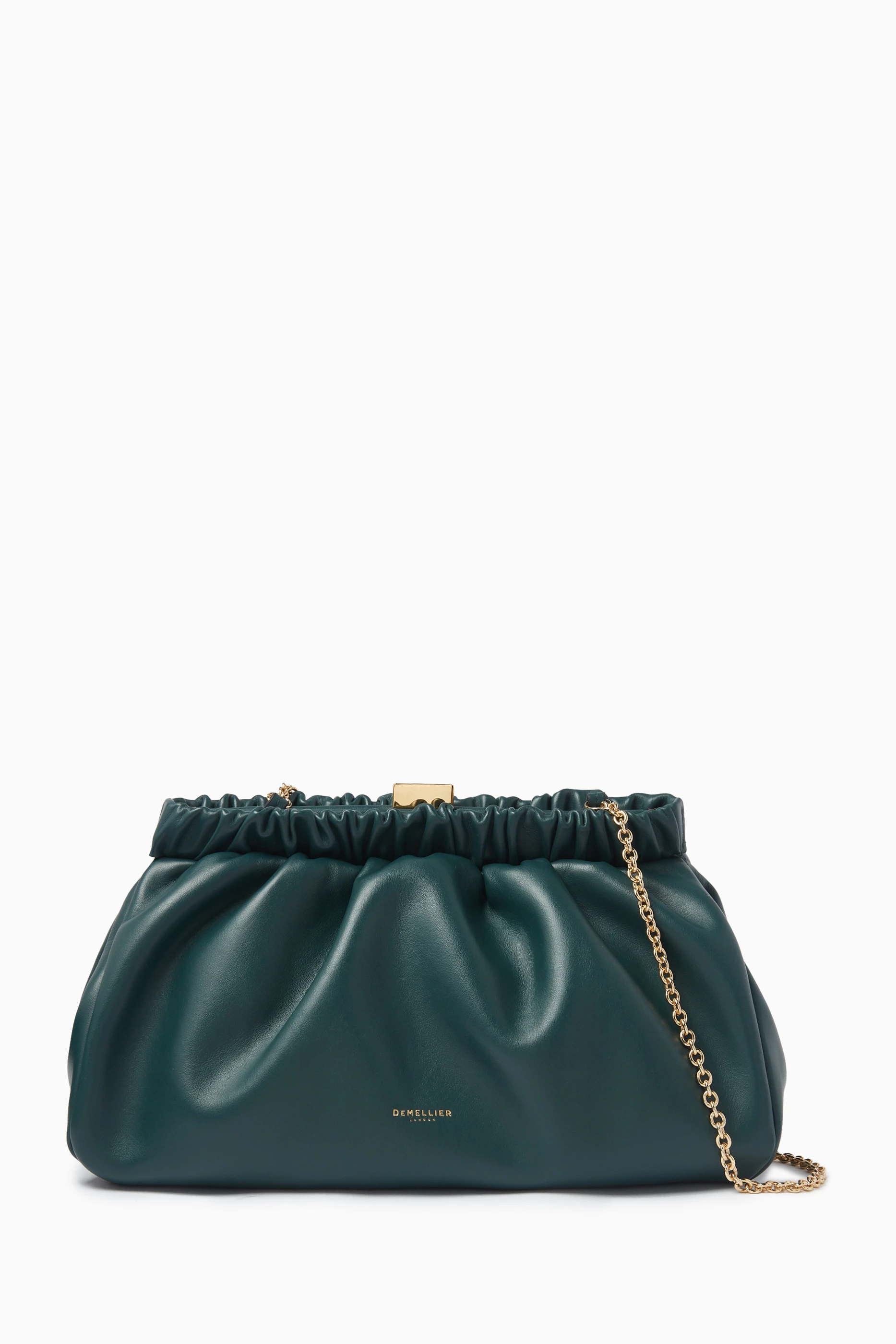 Buy DeMellier Green Miami Clutch Bag in Leather For Women