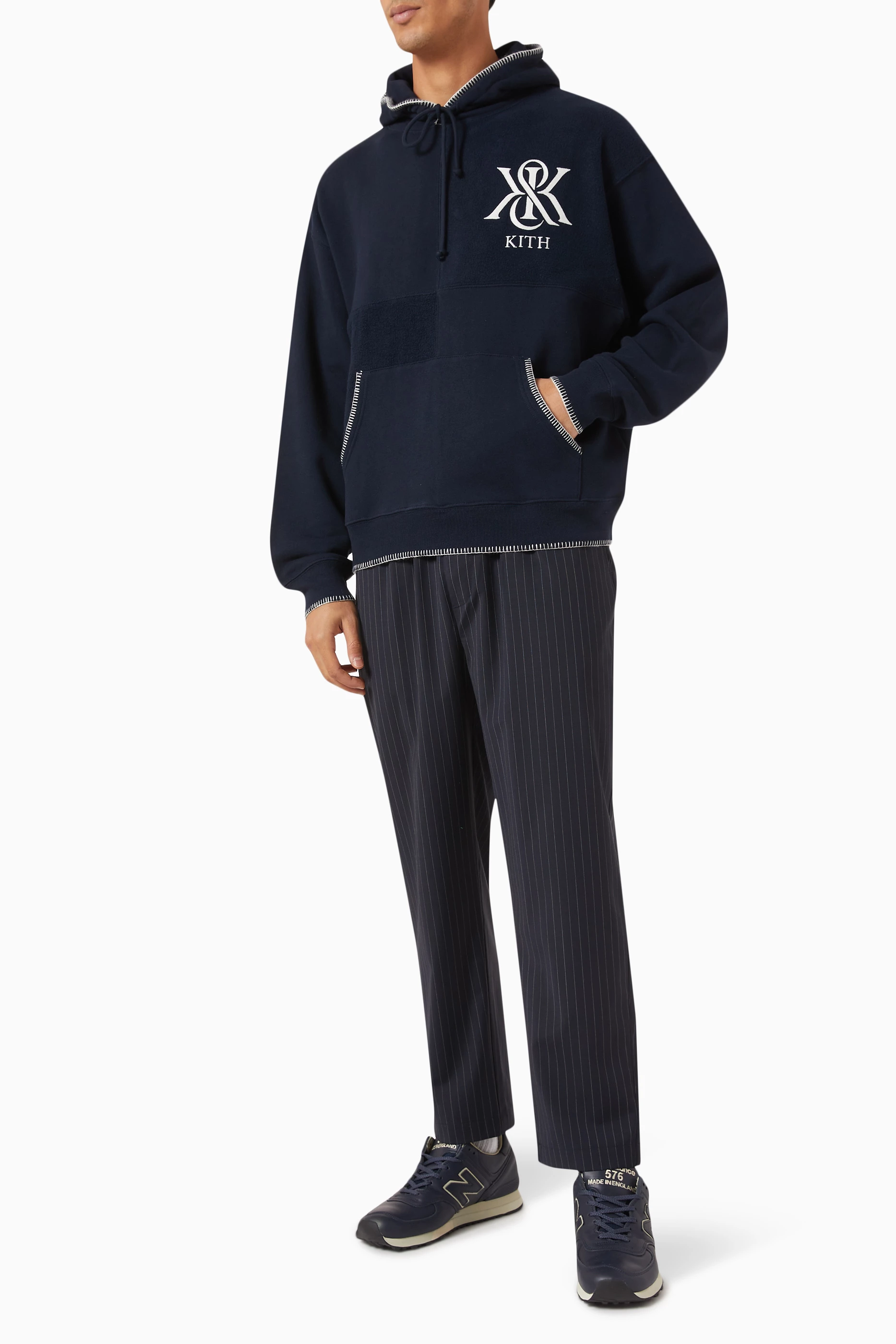 【KITH】Panelled Nelson Hoodie(送料無料） KHM032947-001-Front_da448e7c-