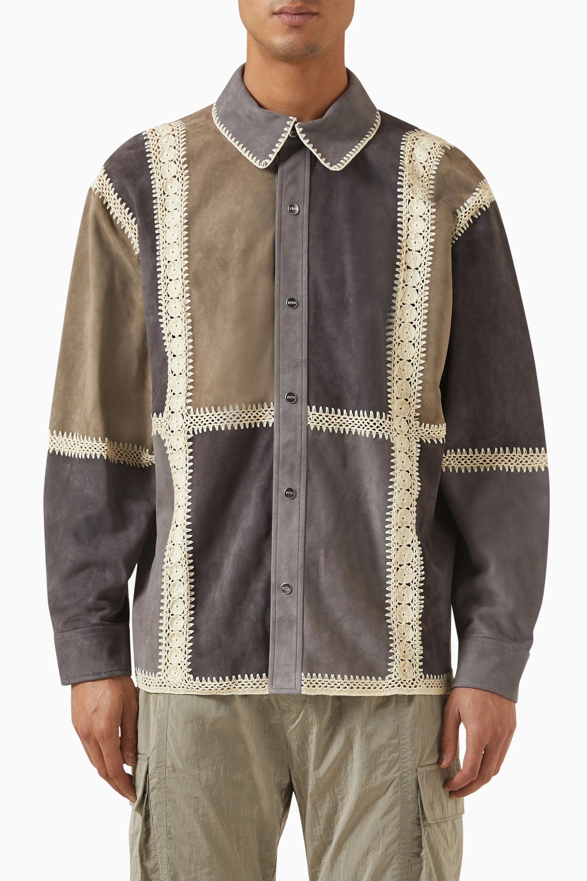 Buy Kith Multicolour Combo Boxy Collared Overshirt in Suede For 