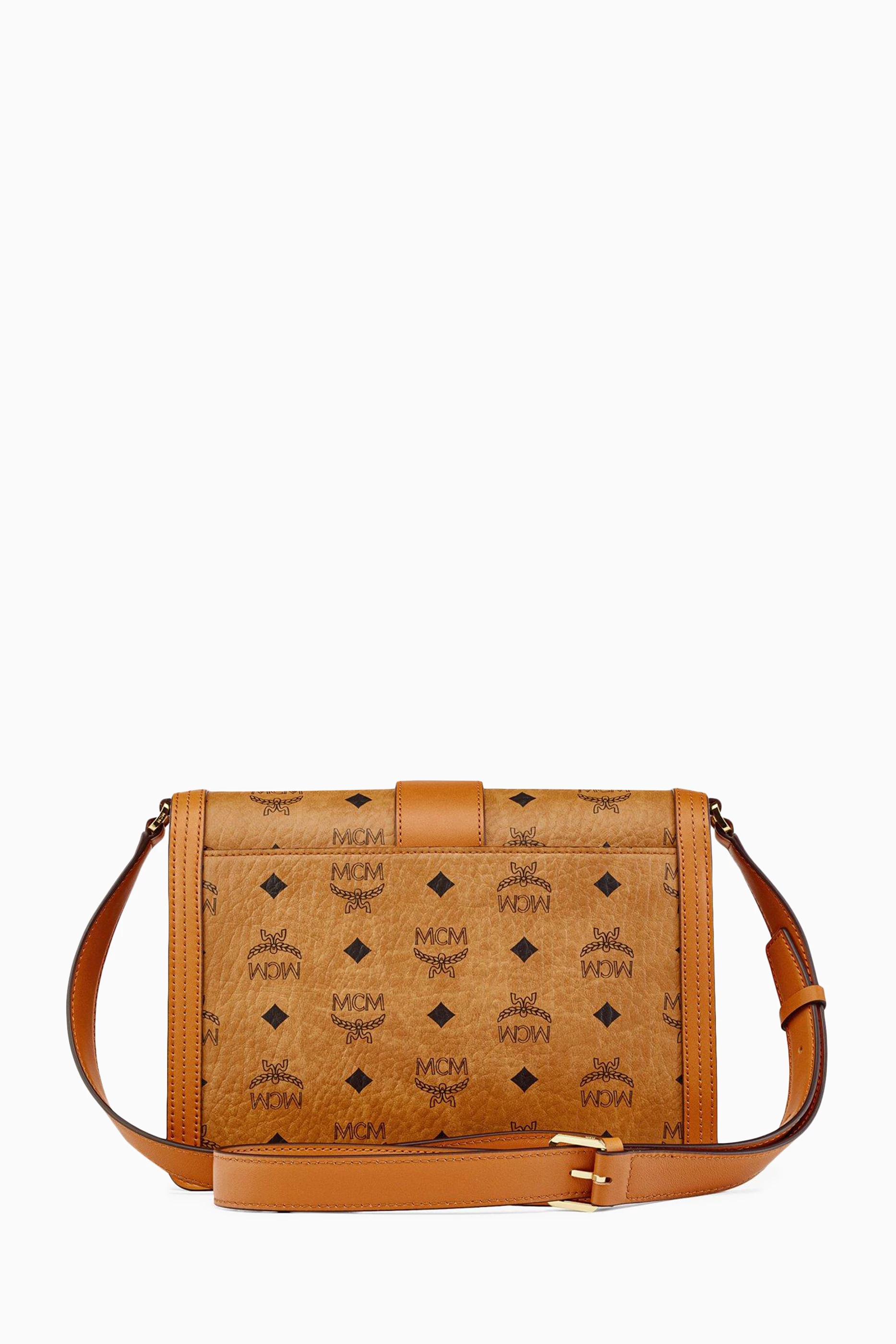Buy MCM Brown Diamond Flap Shoulder Bag in Visetos For Men Online