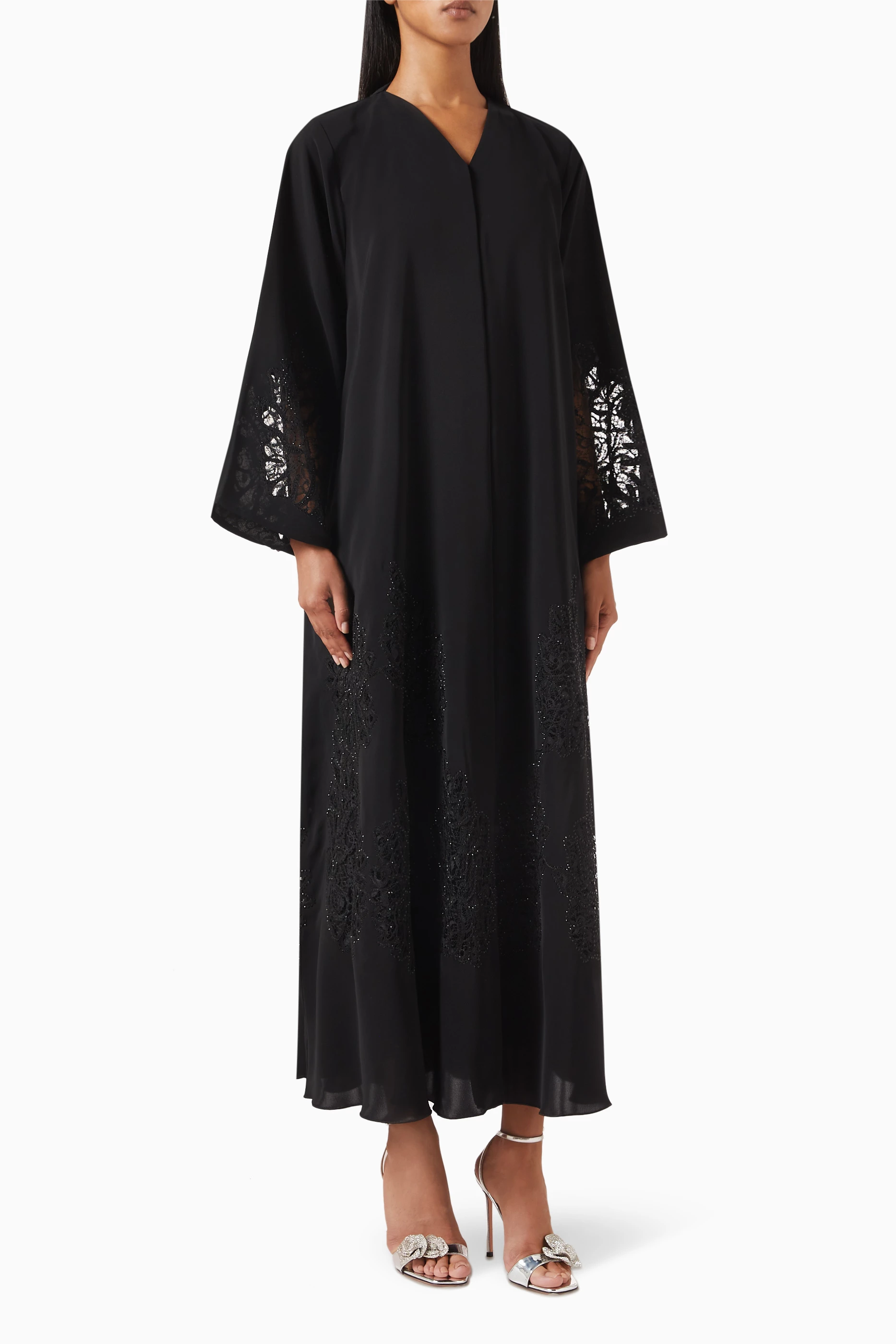 Buy Ammaniyas Black Embroidered A line Abaya For Women Online Ounass Saudi