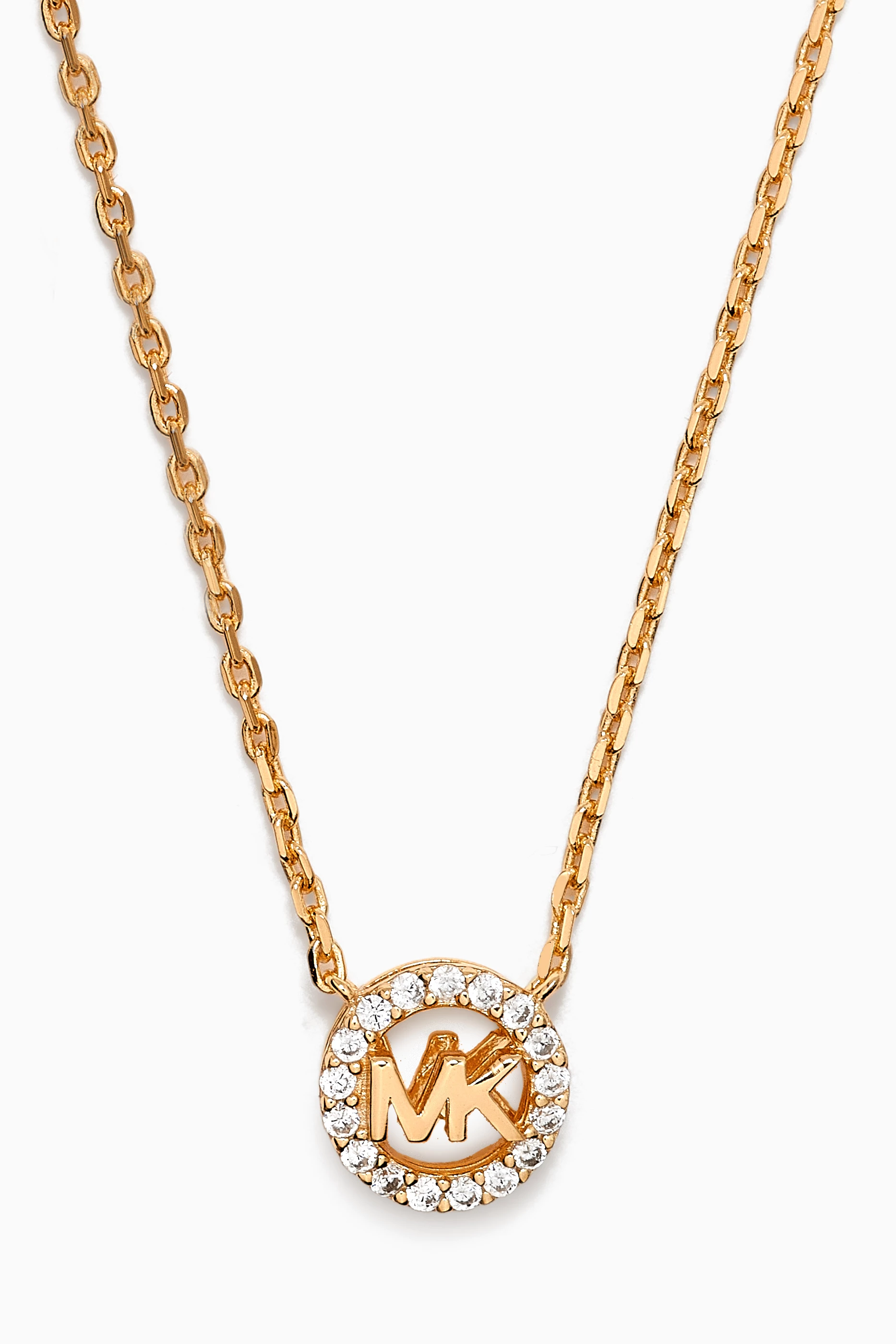 Buy Michael Kors Rose Gold MK Logo Crystal Necklace in Rose gold Plated Sterling Silver For Women Online Ounass Saudi