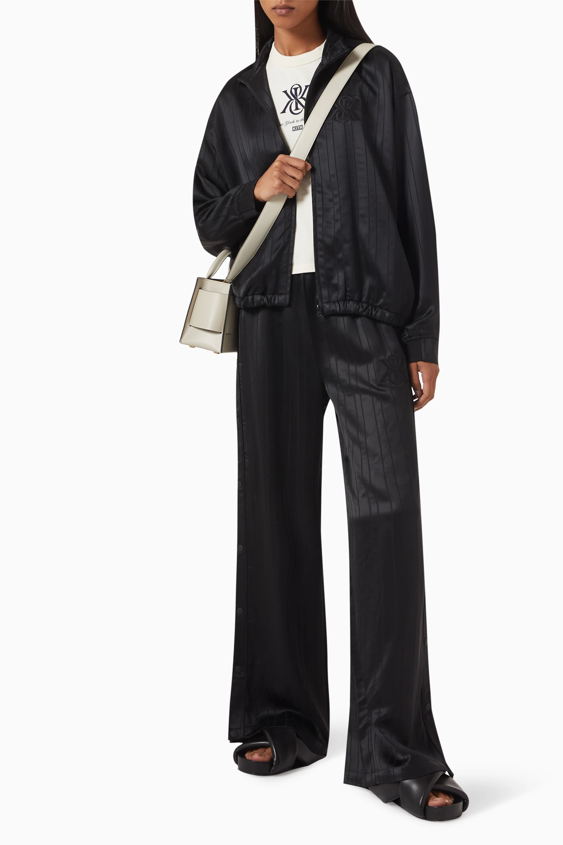 【専用】Kith Wrenley Satin Crest Track Buy Kith Black Wrenley Crest Track Jacket in Satin For Women