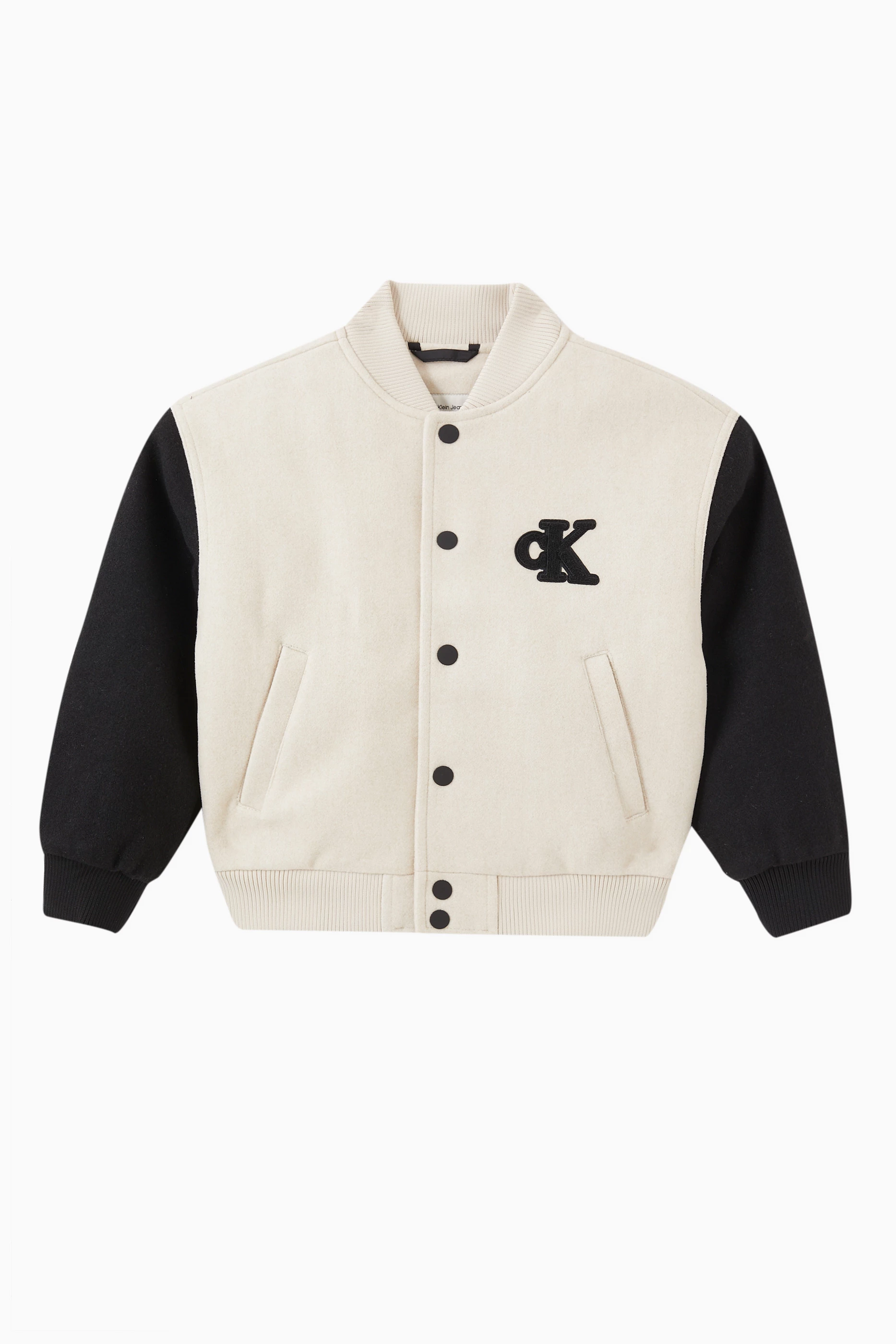 Buy Calvin Klein Neutral Varsity Bomber Jacket in Knit For Boys Online Ounass Saudi