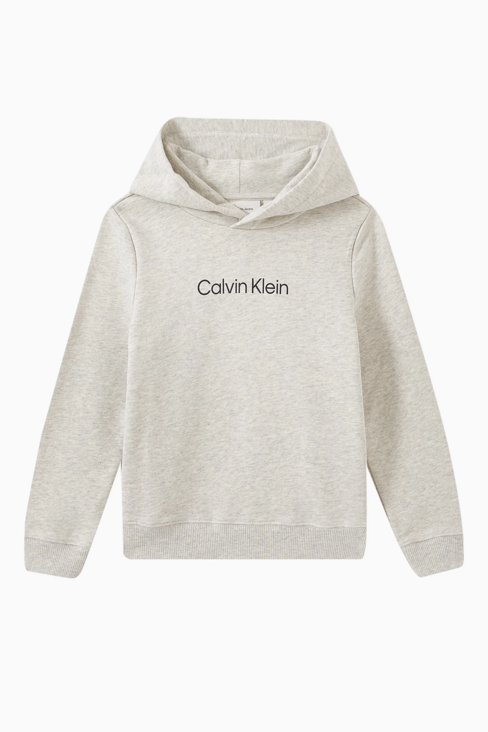 Buy Calvin Klein Grey Logo Hoodie in Cotton terry For Boys Online Ounass Saudi