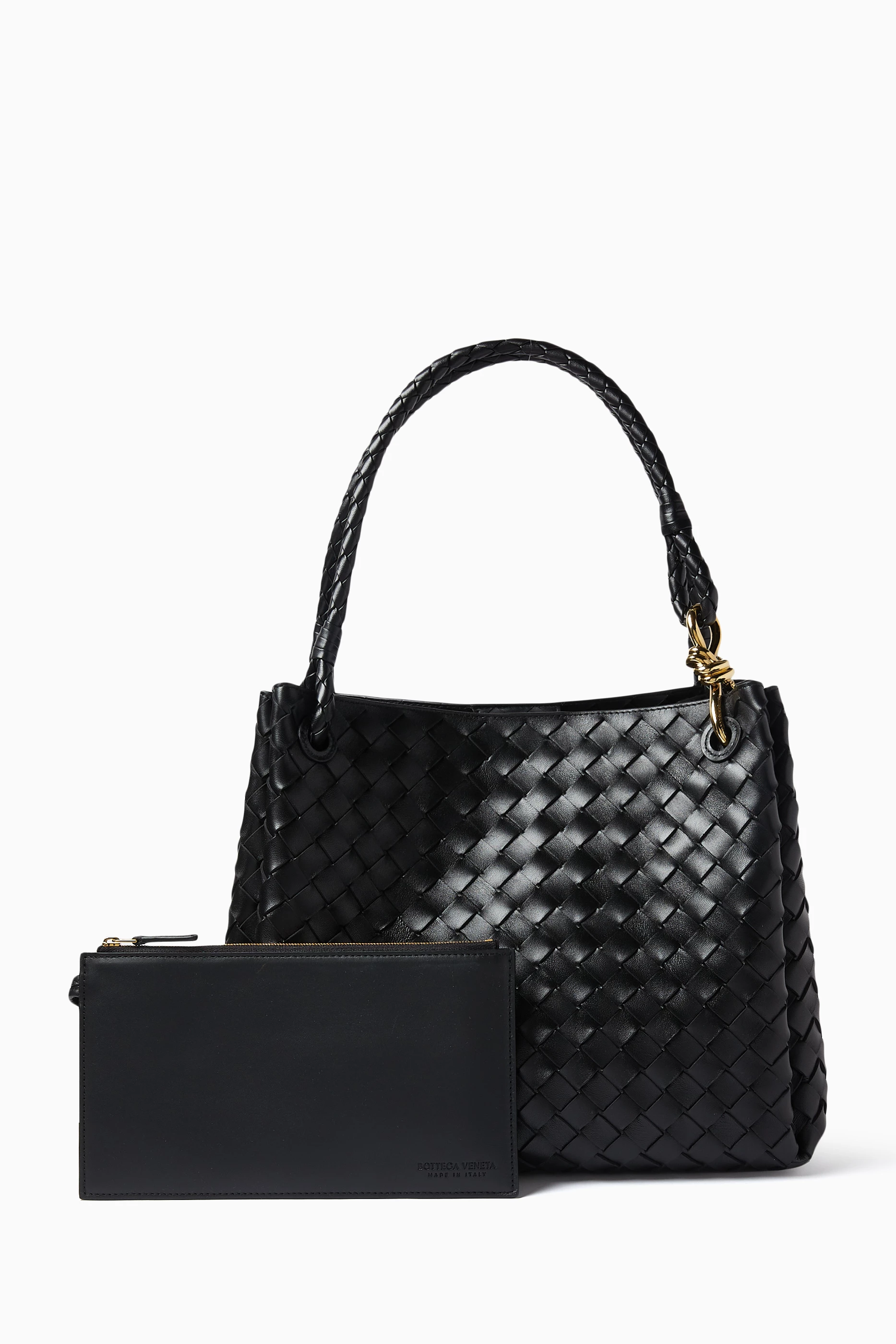 Buy Bottega Veneta Black Large Parachute Bag in Intrecciato