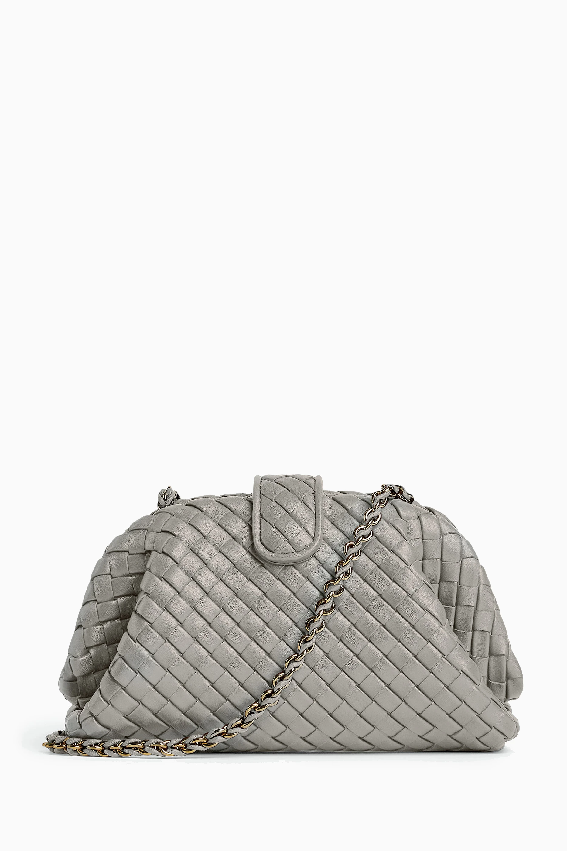 Buy Bottega Veneta Grey Mini Lauren 1980 Clutch with Chain