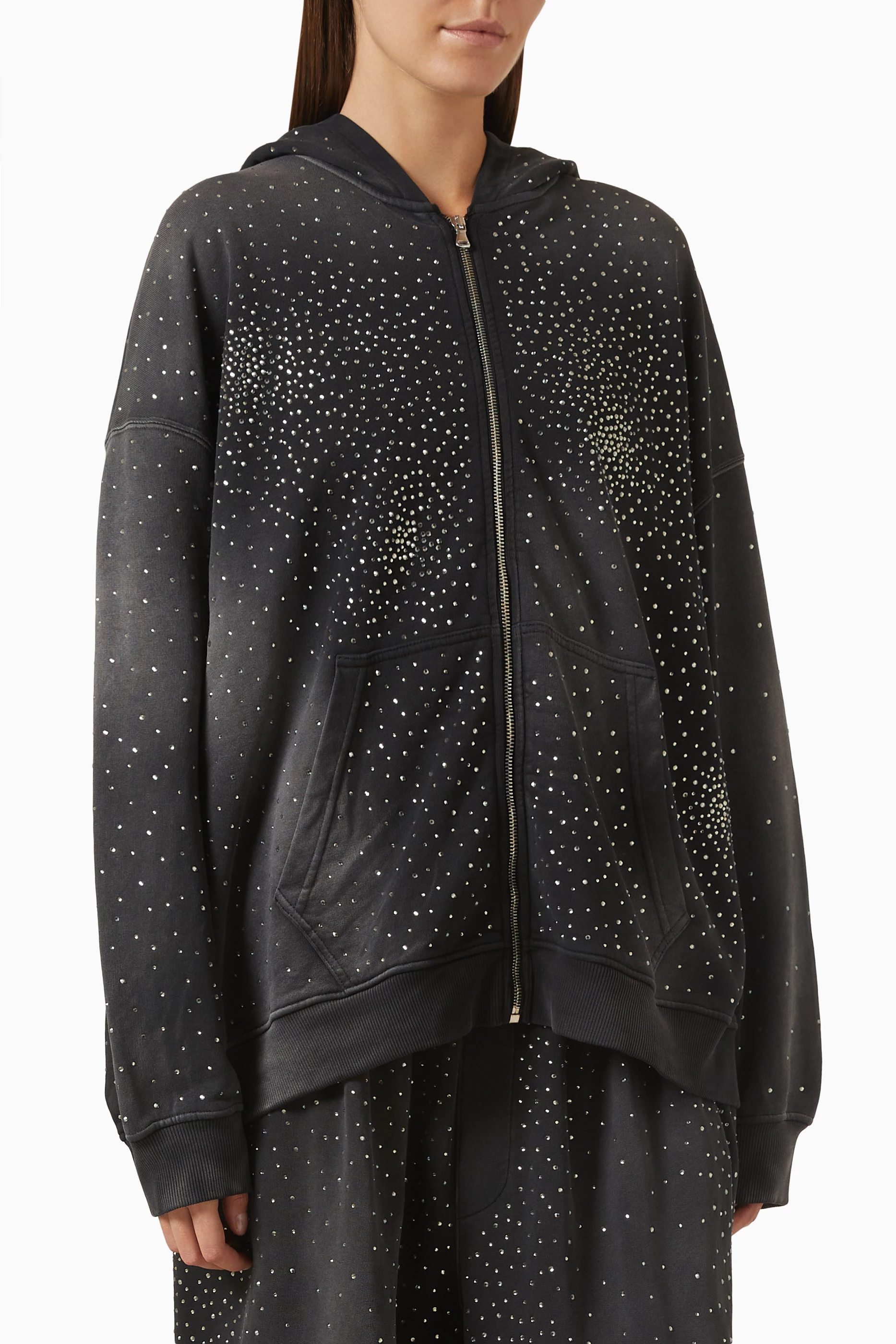 WDS (SEA) RHINESTONE HOODIE しかる BLACK CS-240 