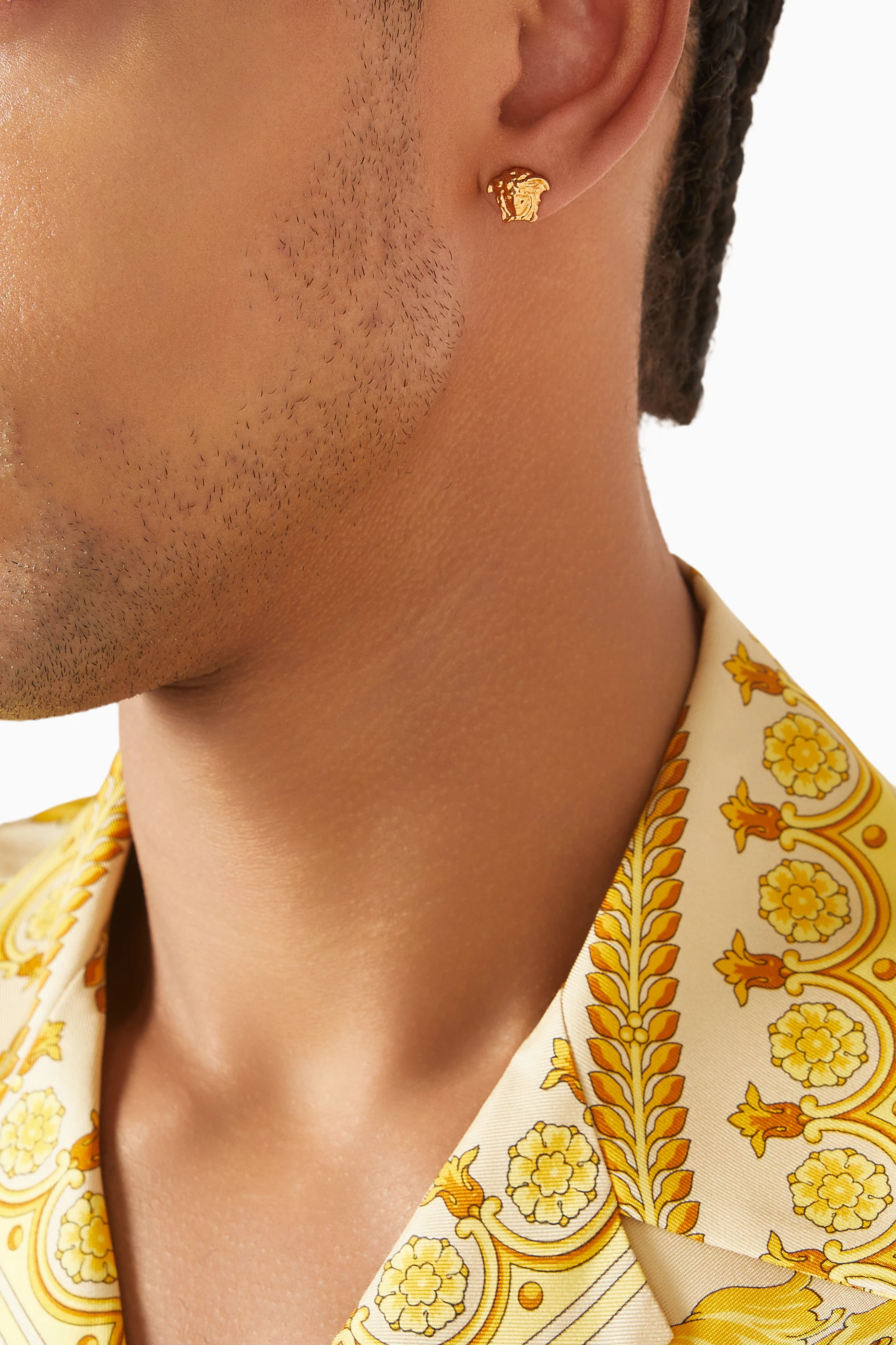 Buy Versace Gold Medusa Stud Earrings in Brass For Men Online Ounass Saudi