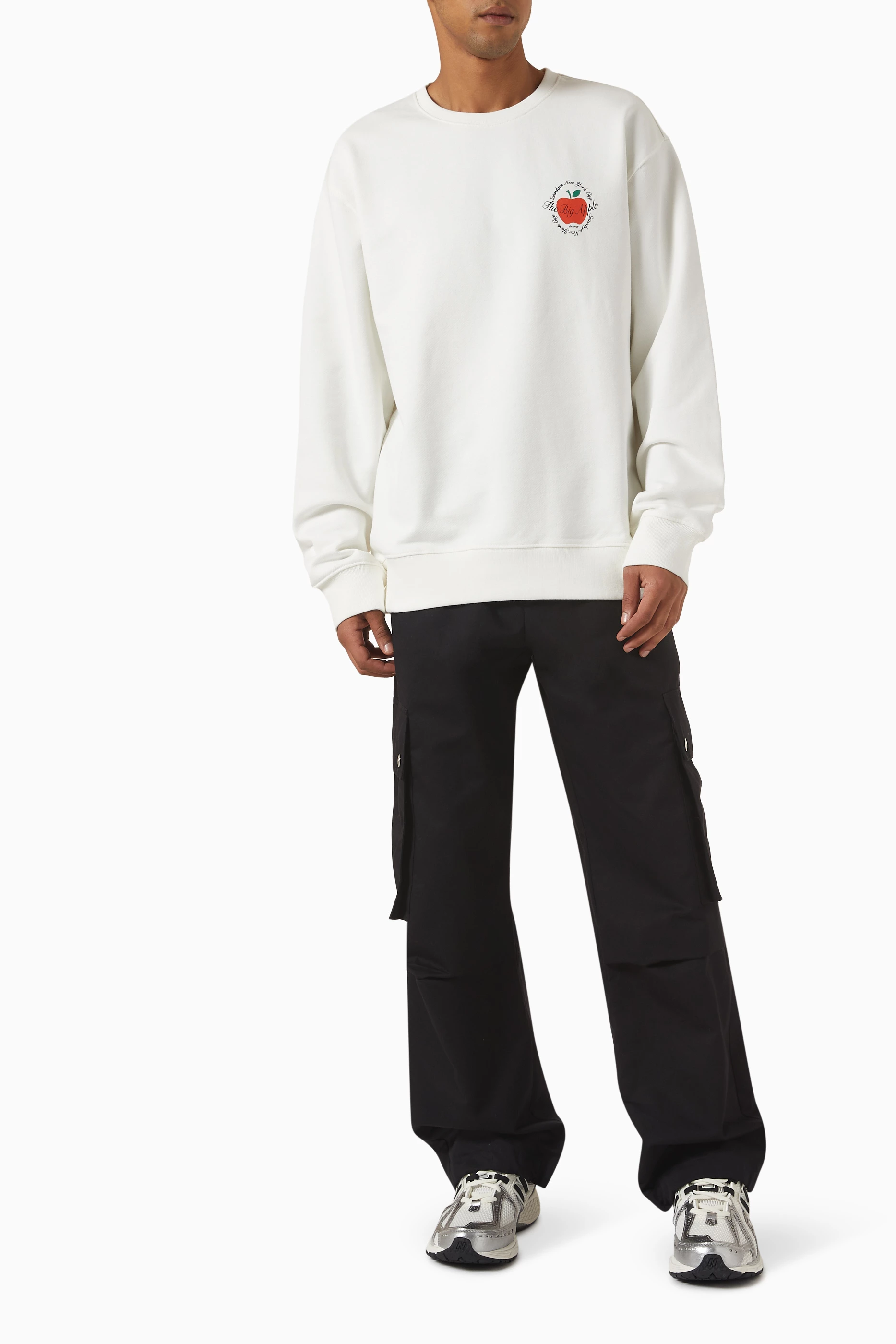 Buy Saturdays NYC Neutral Bowery The Big Apple Sweatshirt in Terry 