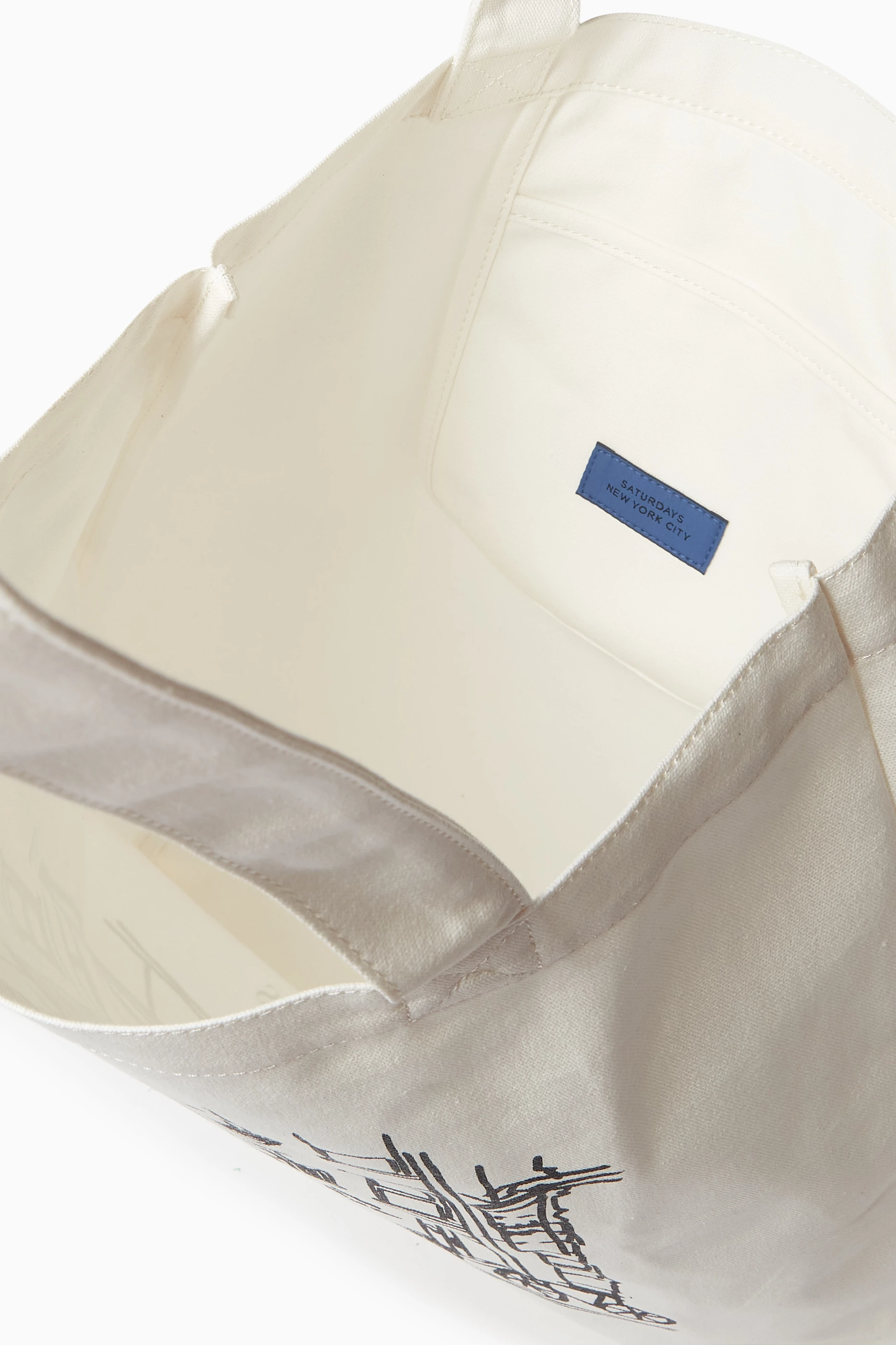 Buy Saturdays NYC White Café Sketch Tote Bag in Canvas For