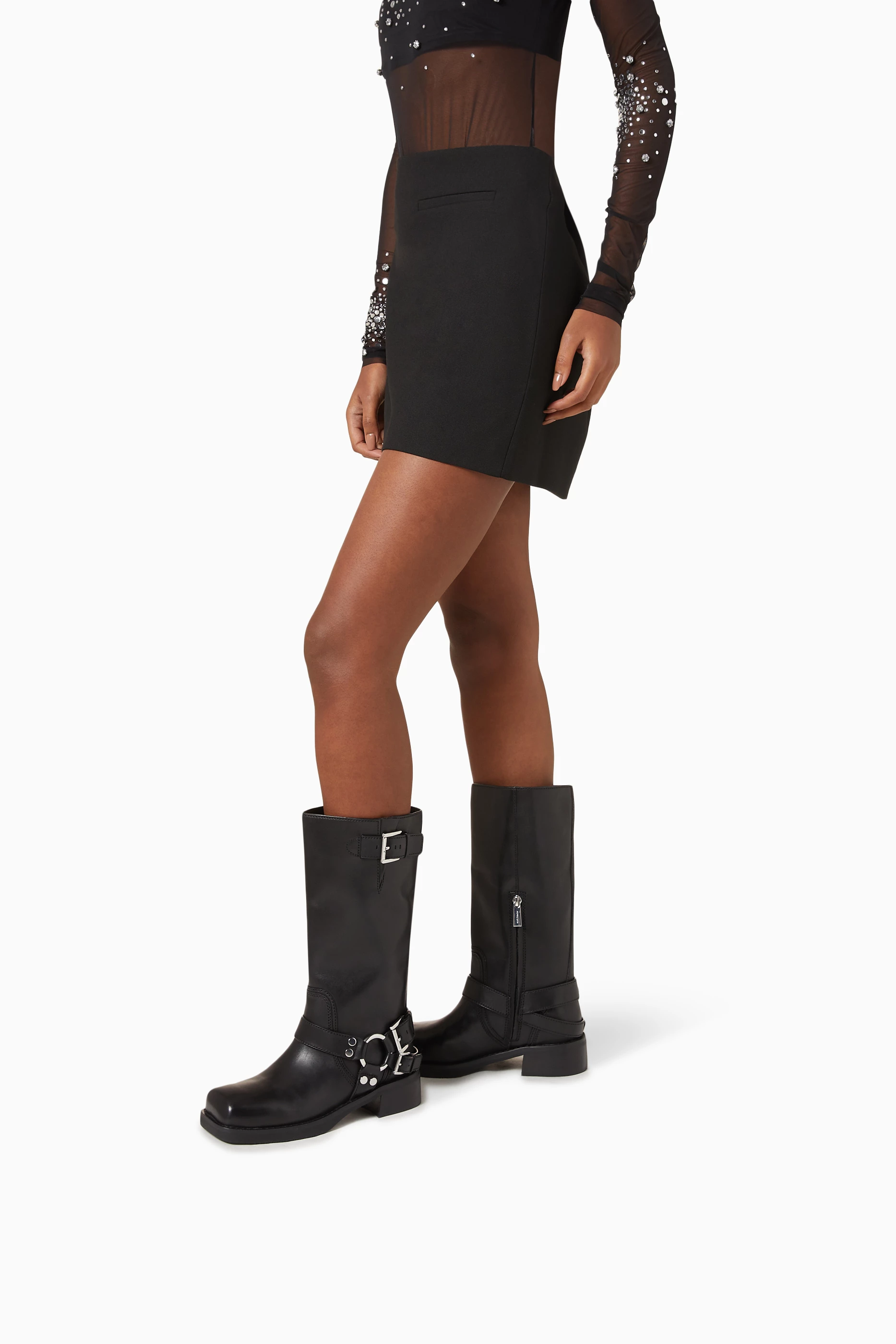 Buy Michael Kors Black Crosby Moto Boots in Leather For Women Online Ounass Saudi